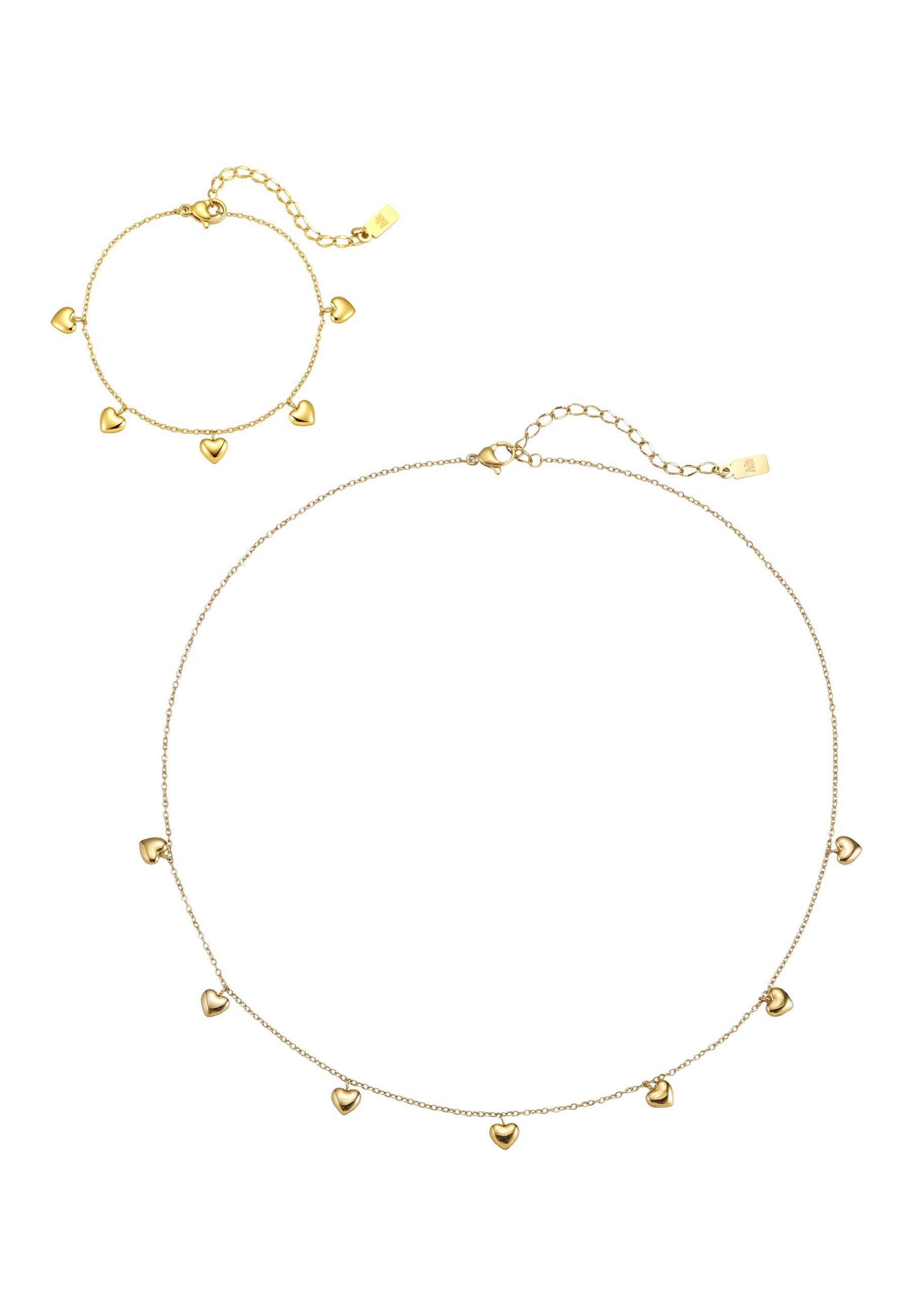 Ketten und Armband Set Amora Duo, Multi Herz Schmuck Set Damen