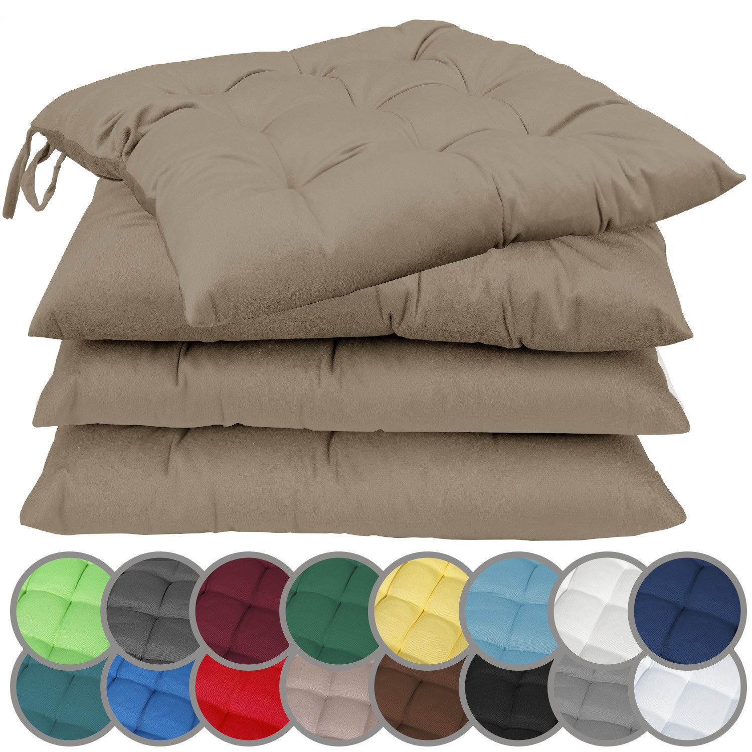 NatureMark Sitzkissen 4er-Set Stuhlkissen 40x40cm mit Bändern, Sitzpolster günstig online kaufen