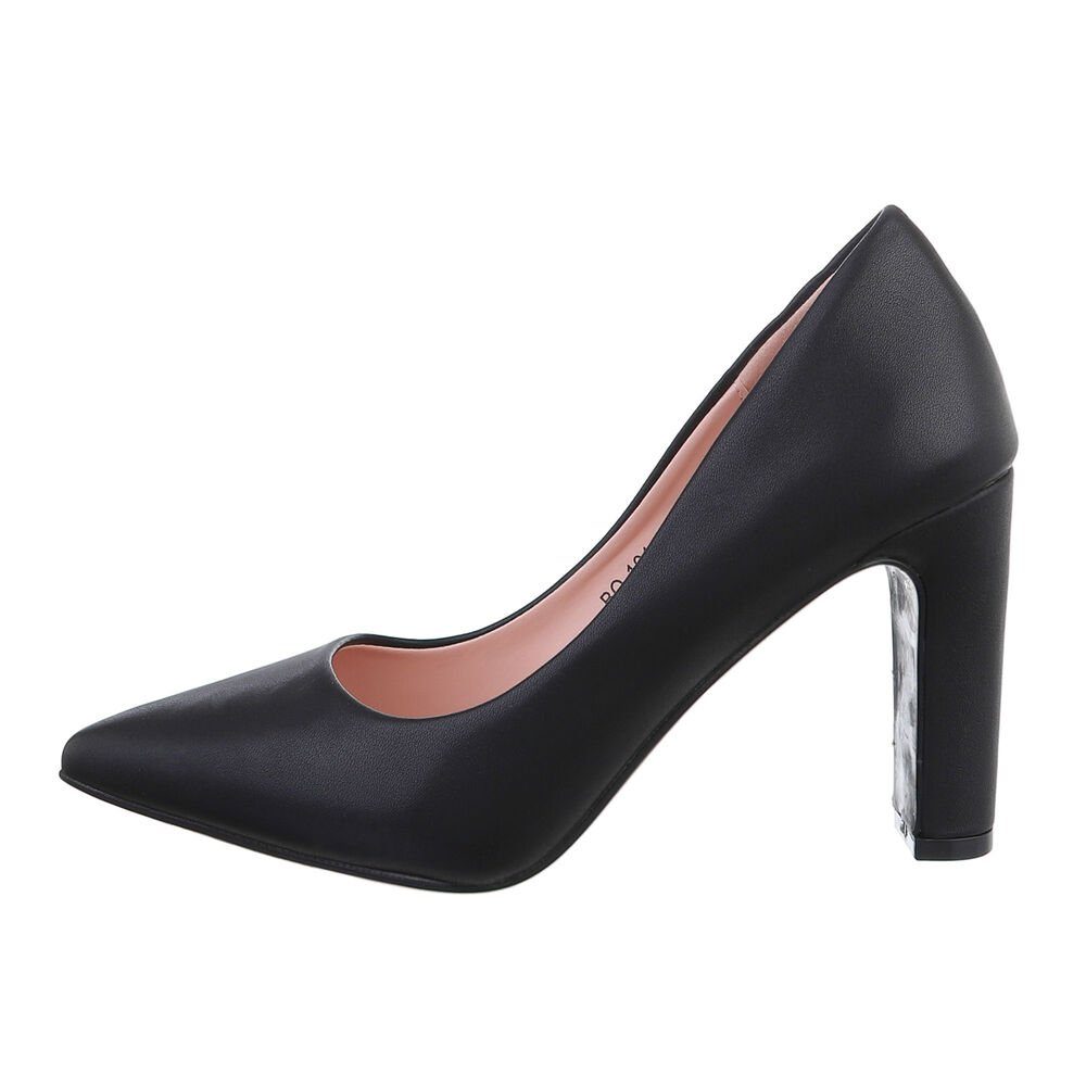 Ital-Design Damen Abendschuhe Elegant High-Heel-Pumps Blockabsatz High Heel Pumps in Schwarz