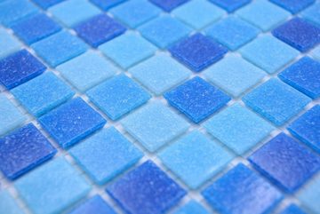 Mosani Bodenfliese Glasmosaik Mosaikfliesen blau Poolmosaik