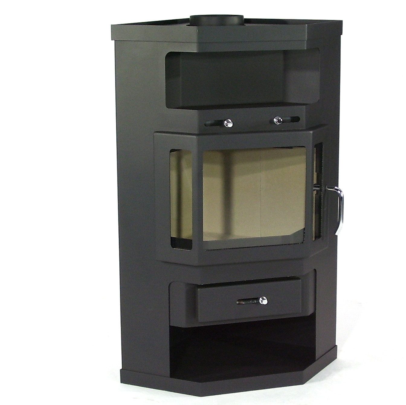 Apex Kaminofen Panorama Kaminofen 9kW Holzofen 3 Scheiben 3 seitig Heizofen 56320, (1-tlg)