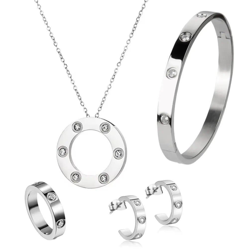 ROUGEMONT Schmuckset Schmuckset Monte Carlo Armreif Ohrringe Halskette Ring, Wasserfest
