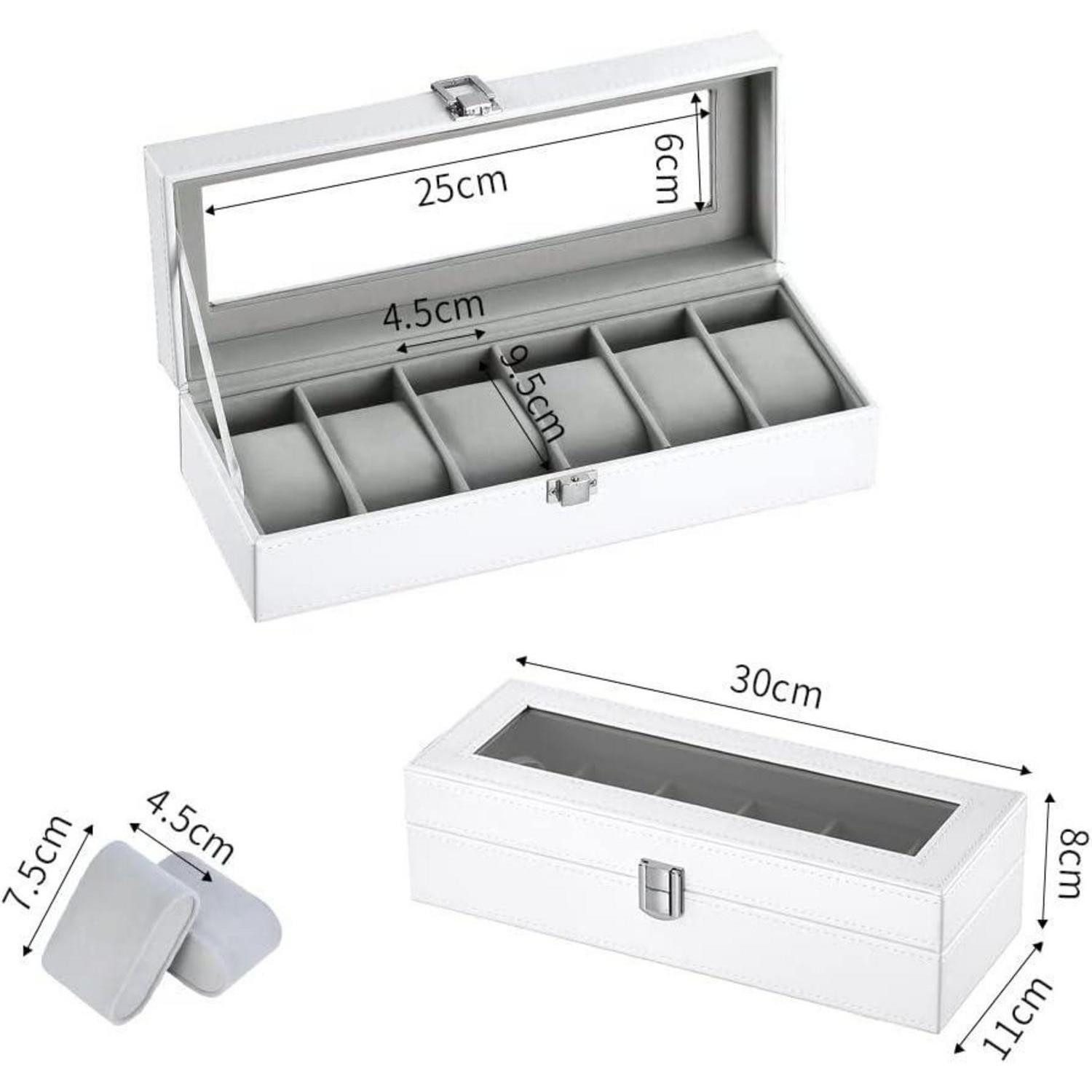 LuxusKollektion Schmuckset Uhrenbox 6 Uhren Herren Glasfenster PU Leder Sam günstig online kaufen