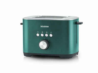 Severin Toaster AT9266, Toaster 800 Watt grün retro Warmhaltefunktion Brötchenaufsatz