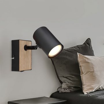 etc-shop Wandleuchte, Leuchtmittel nicht inklusive, Wandlampe Wandleuchte Holzoptik MDF Wohnzimmerleuchte mit