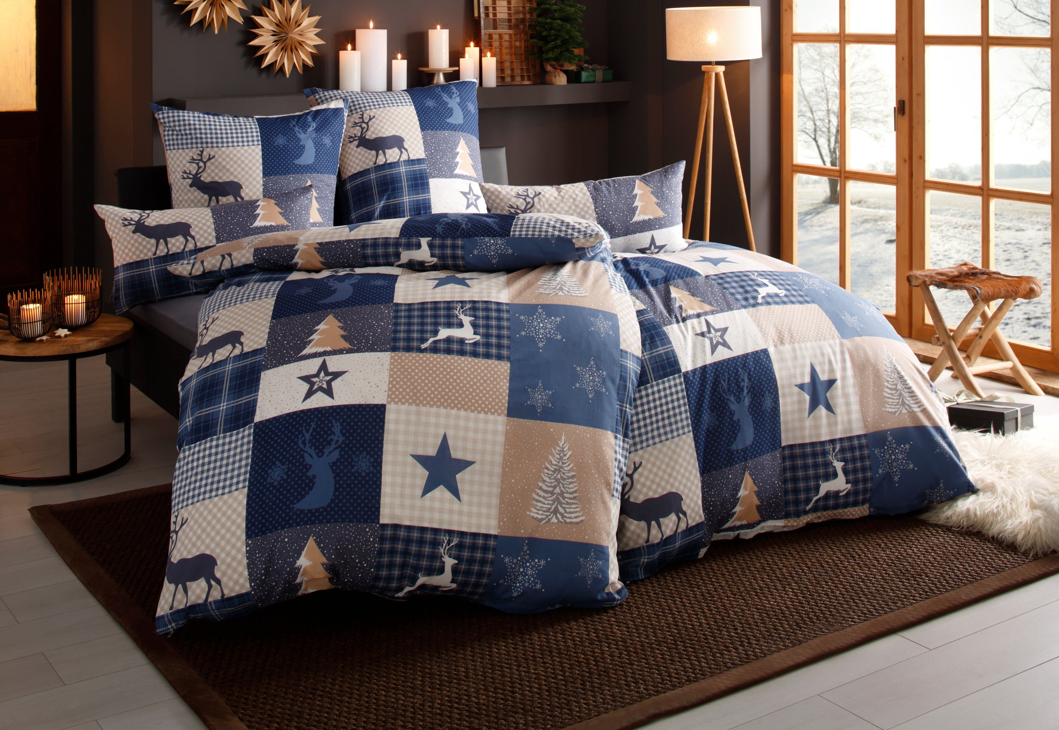 OTTO home Bettwäsche Nicholas, Linon, 2 teilig, Weihnachtsbettwäsche, Winter, in 3 Qualitäten verfügbar