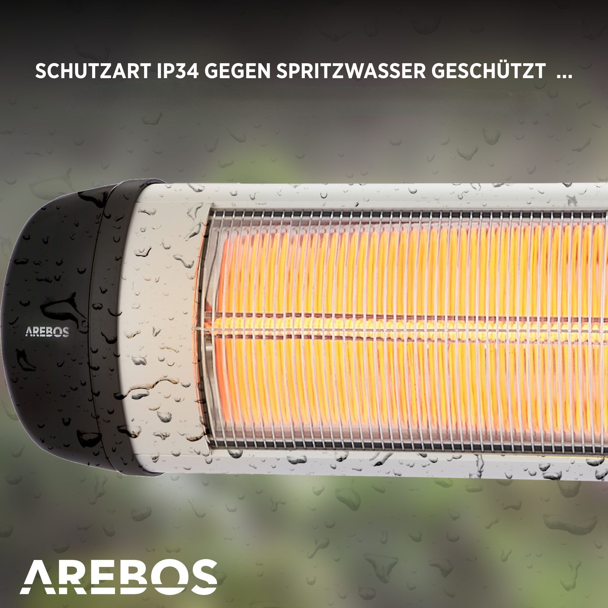 Arebos Heizstrahler Infrarot 2500 W, IP34 Schutzart, Wandmontage