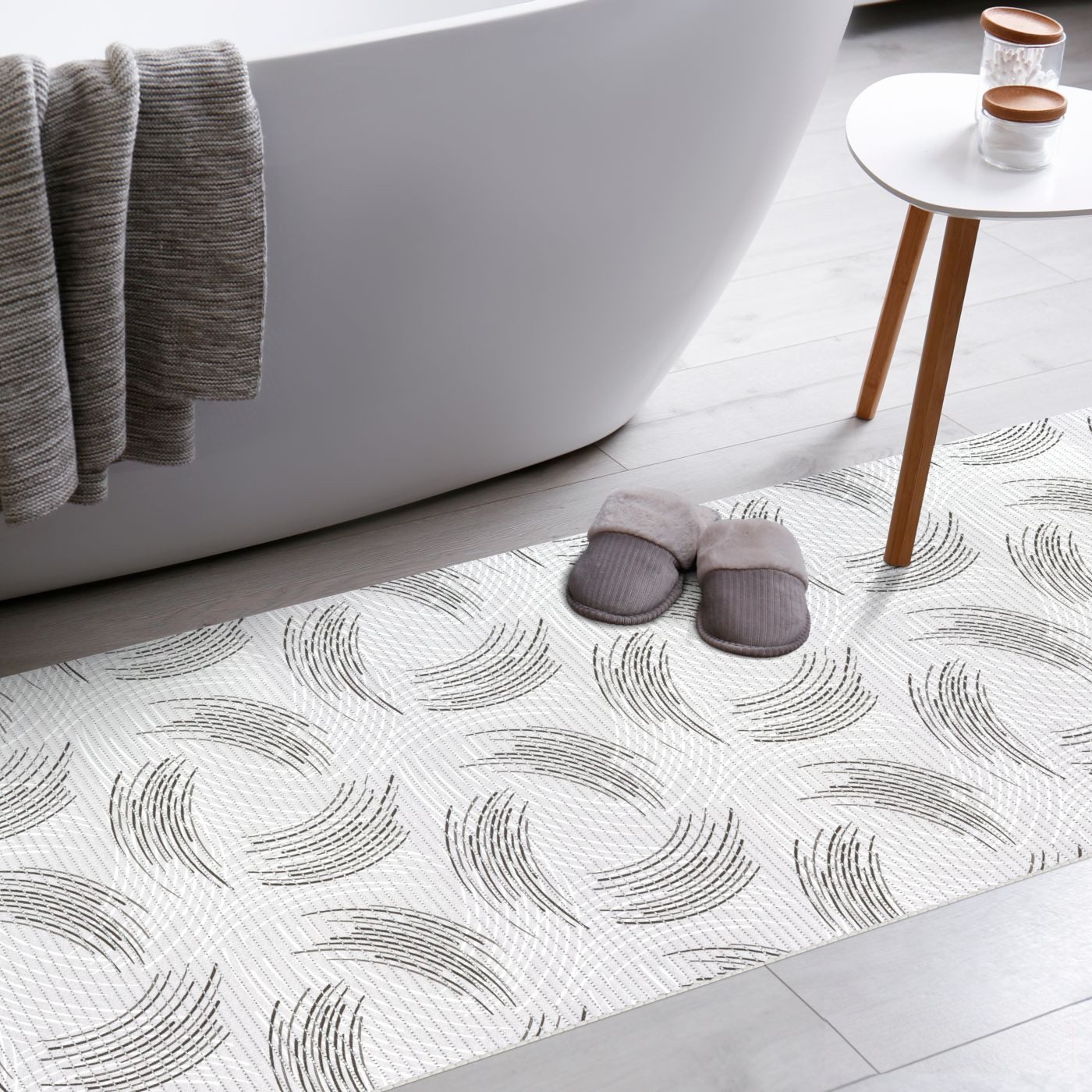 ANRO Schaum-Badematte Premium Zirkel rutschfester Badvorleger mit Drainage, Höhe 5 mm, schnelltrocknend, Drainage, hält die füße warm, isolierend, PVC, Rechteck – Bild 2 von 5