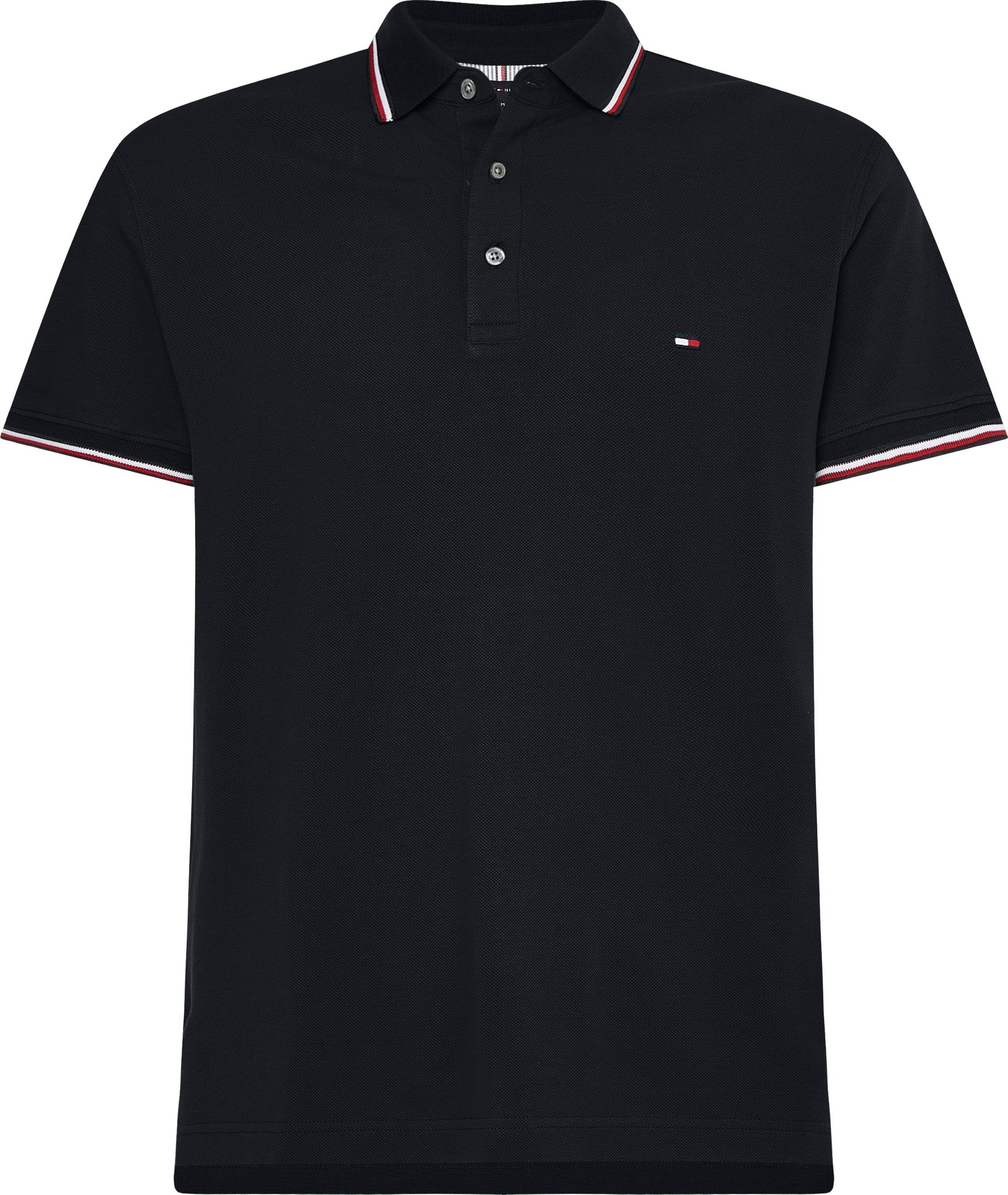 Ärmel Details Tommy TIPPED Kragen 1985 POLO kontrastfarbenen Poloshirt am mit schwarz Hilfiger RWB SLIM und