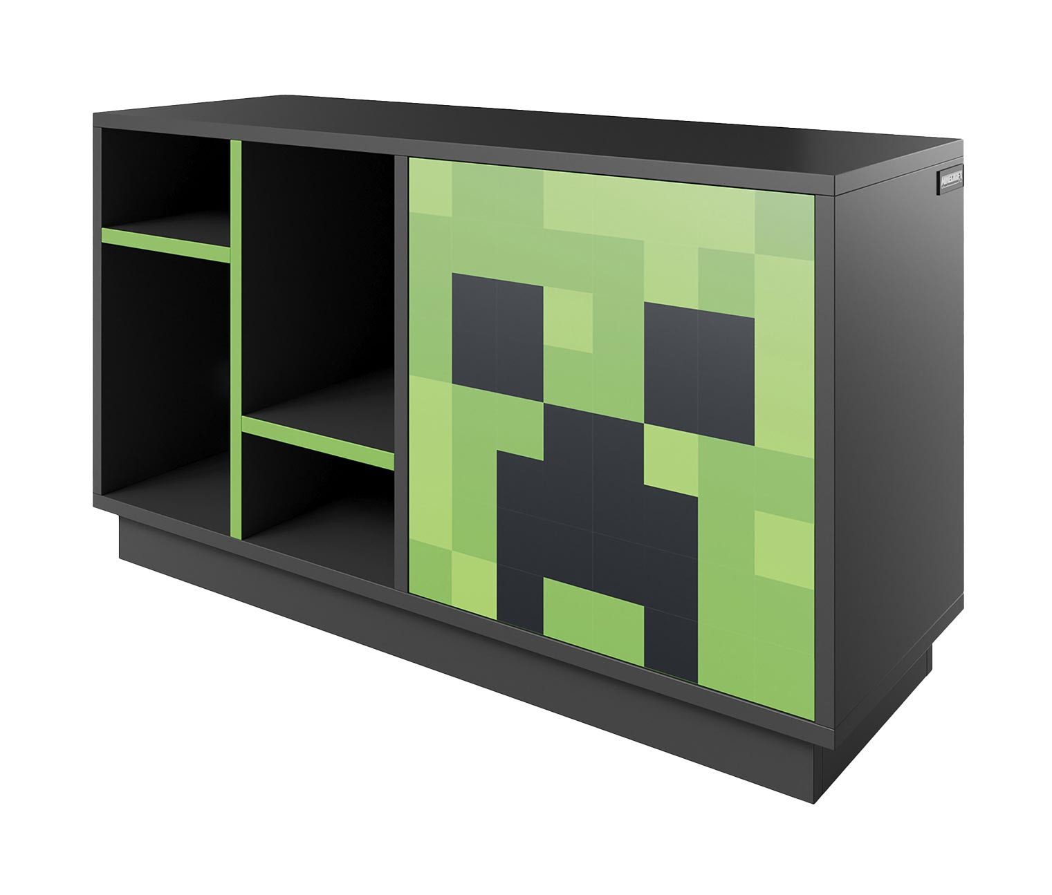 Minecraft Lowboard mit Push to Open Tür & 4 offenen Fächern - aus Holz, TV günstig online kaufen