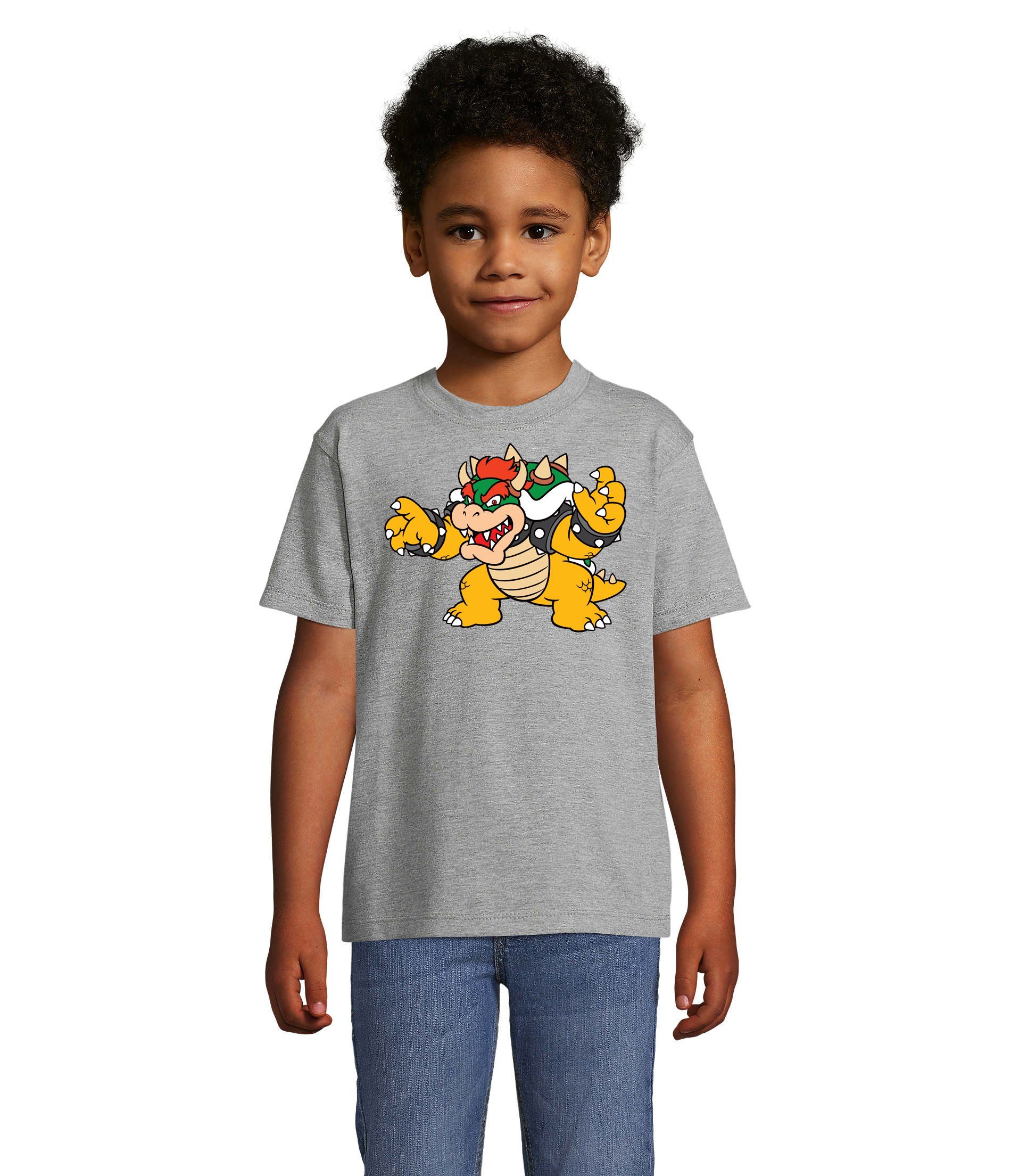Blondie & Brownie T-Shirt Kinder Bowser Nintendo Mario Yoshi Luigi Game Gamer Konsole Grau
