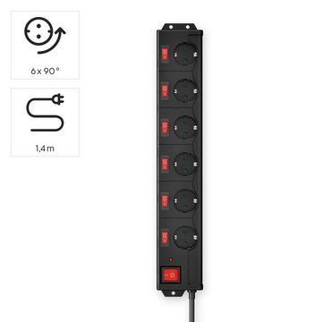 Hama Mehrfachsteckdose 6-fach Steckerleiste, mit Schalter Steckdosenleiste 6-fach (Schalterbeleuchtung, separate Ein- / Ausschalter, Schutzkontaktstecker, Kabellänge 1,4 m)