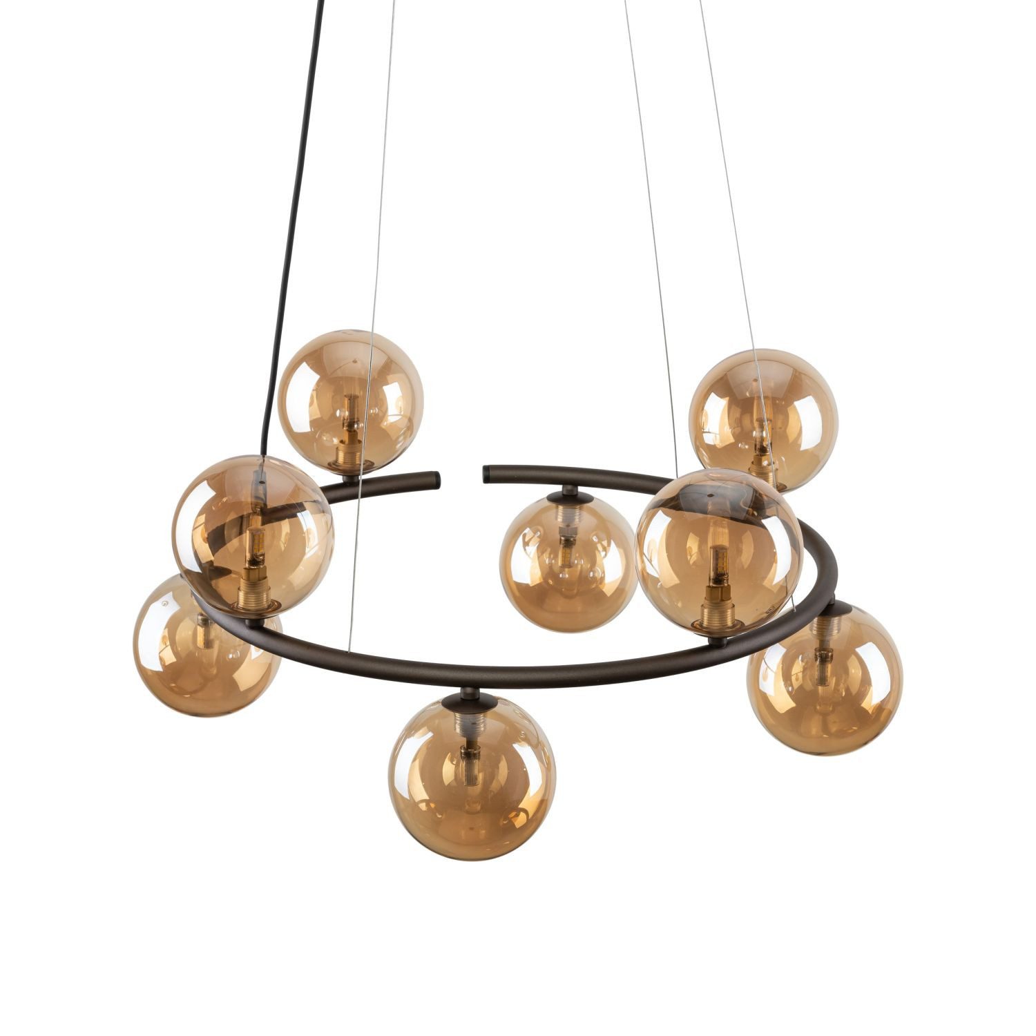 Licht-Erlebnisse Pendelleuchte BRENDAN, ohne Leuchtmittel, Rauchglas Metall G9 H: max. 140 cm Braun Bernstein Kugelschirm Modern