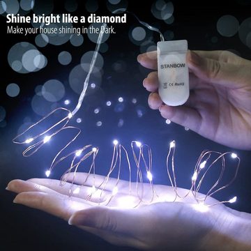 Nettlife LED-Lichterkette 8er-Pack Kalteweiß 2M Kupferdraht mit Batterie Lichtkette, Weihnachtsdekoration