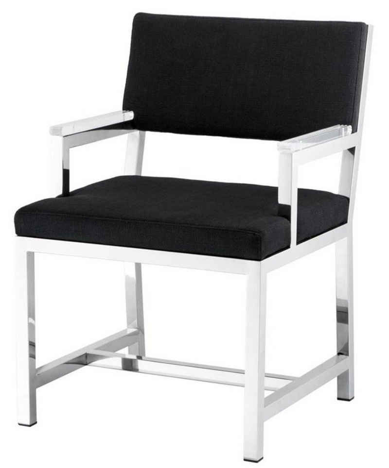 Casa Padrino Armlehnstuhl Designer Stuhl mit Armlehnen 55 x 59 x H. 82 cm - Luxus Büromöbel
