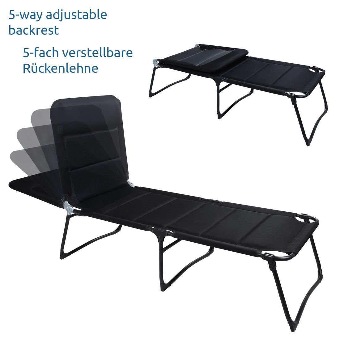 yourGEAR Gartenliege yourGEAR Sonnenliege Salina 3D - gepolsterte Campingliege Gartenliege