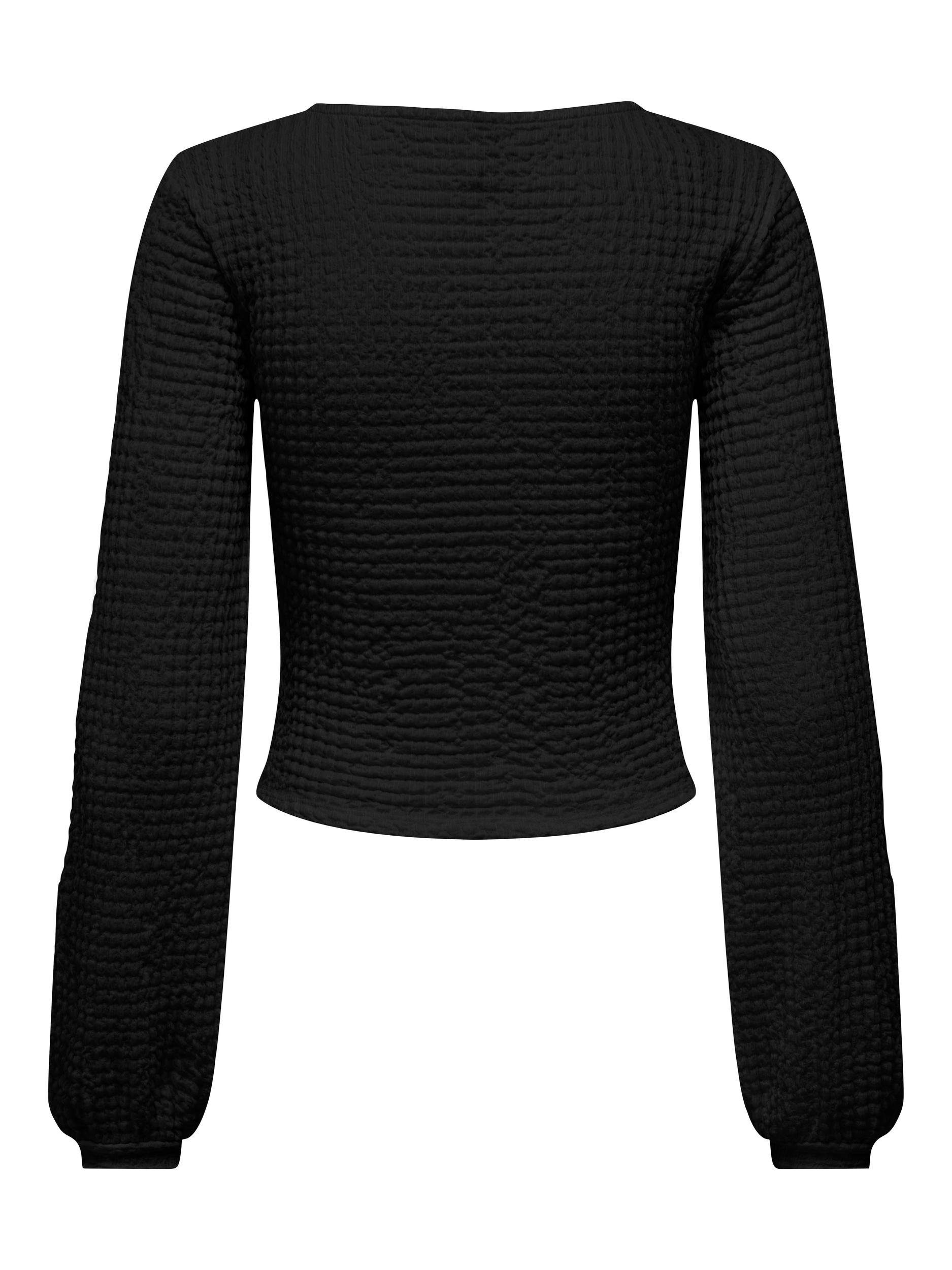 RUCHING ONLY Black L/S CC TOP ONLMAI JRS V-Shirt