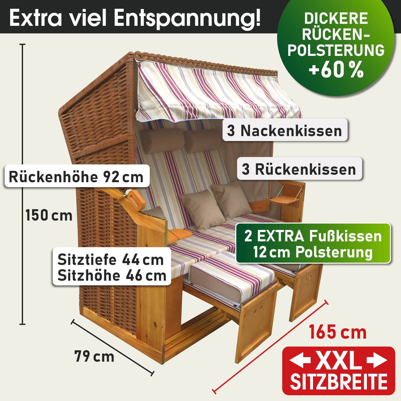 BRAST Strandkorb für 3 Personen, 120cm günstig online kaufen