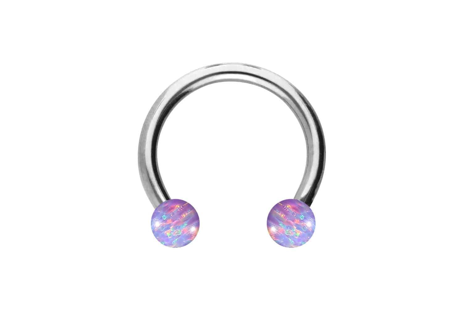 PIERCINGLINE Nasenpiercing Chirurgenstahl Hufeisenring SYNTHETISCHE OPALE (Hufeisen-Ringe, 1-tlg)