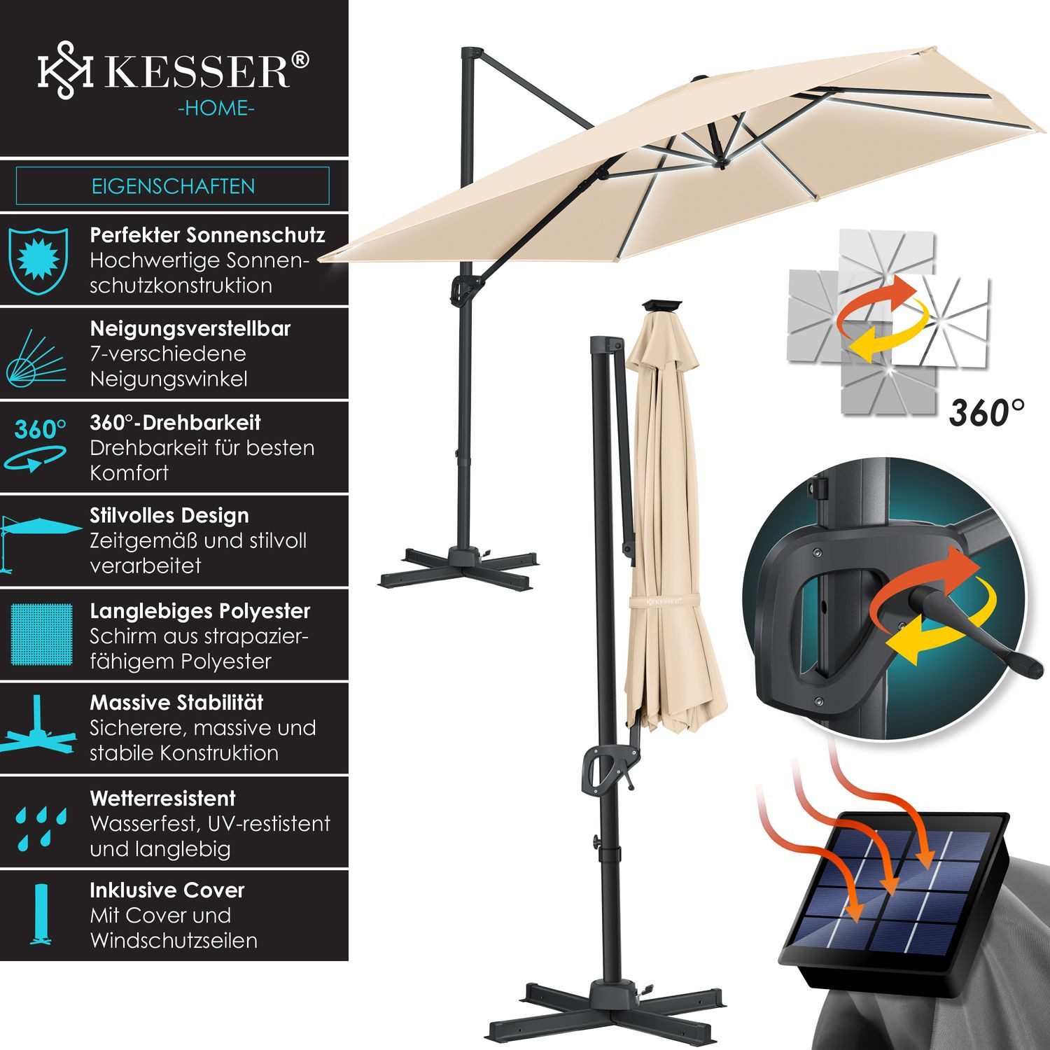KESSER Ampelschirm, Sonnenschirm Ampelschirm SUN XL günstig online kaufen