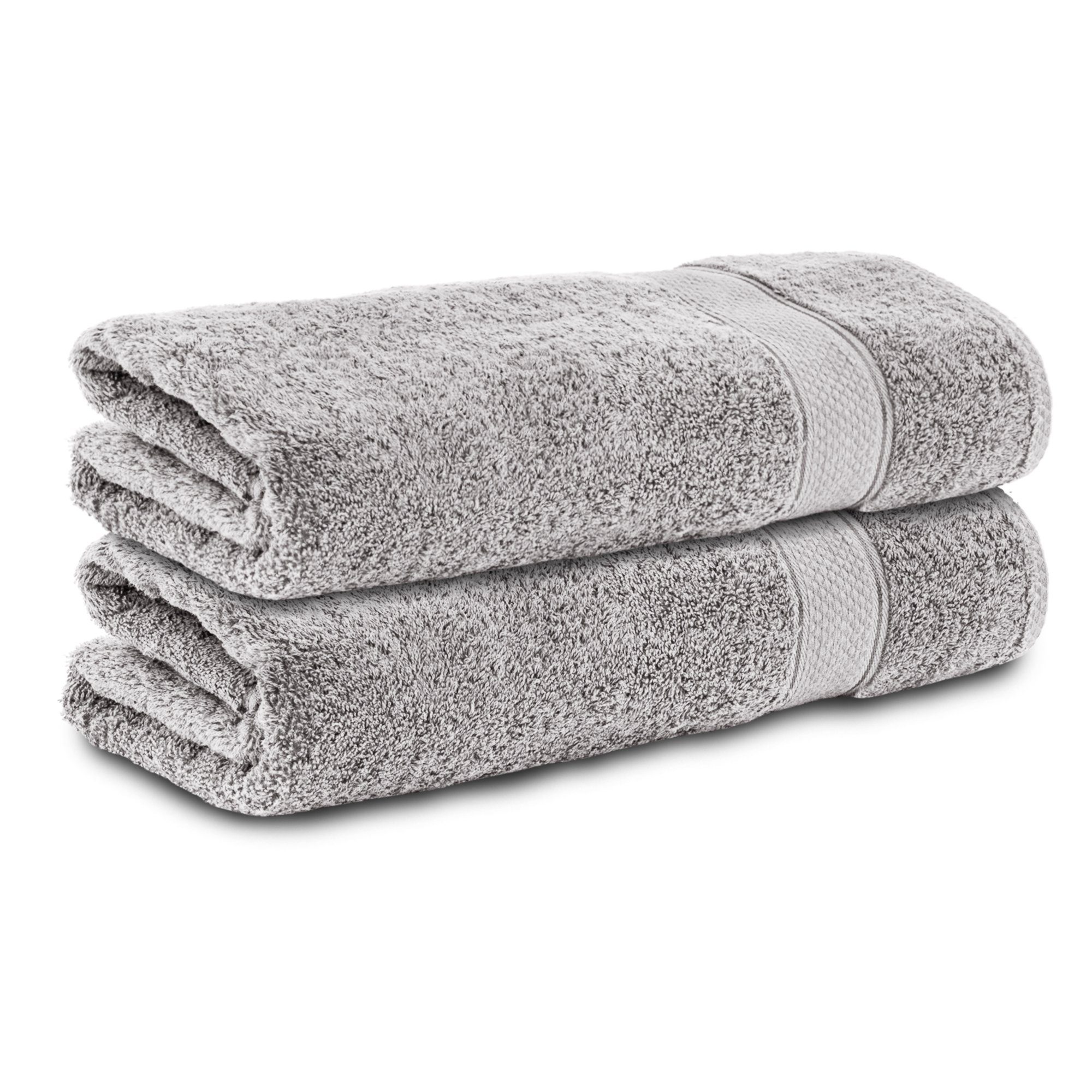 Komfortec Handtücher 100% Baumwolle, 470 g/m², Frottee (2-St), Badetücher 50x100 cm Set, Weich Silber Grau