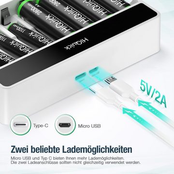 HiQuick Akku Ladegerät mit AAA Akku 8 Stück, für Mignon AA,Micro AAA Batterien Batterie-Ladegerät