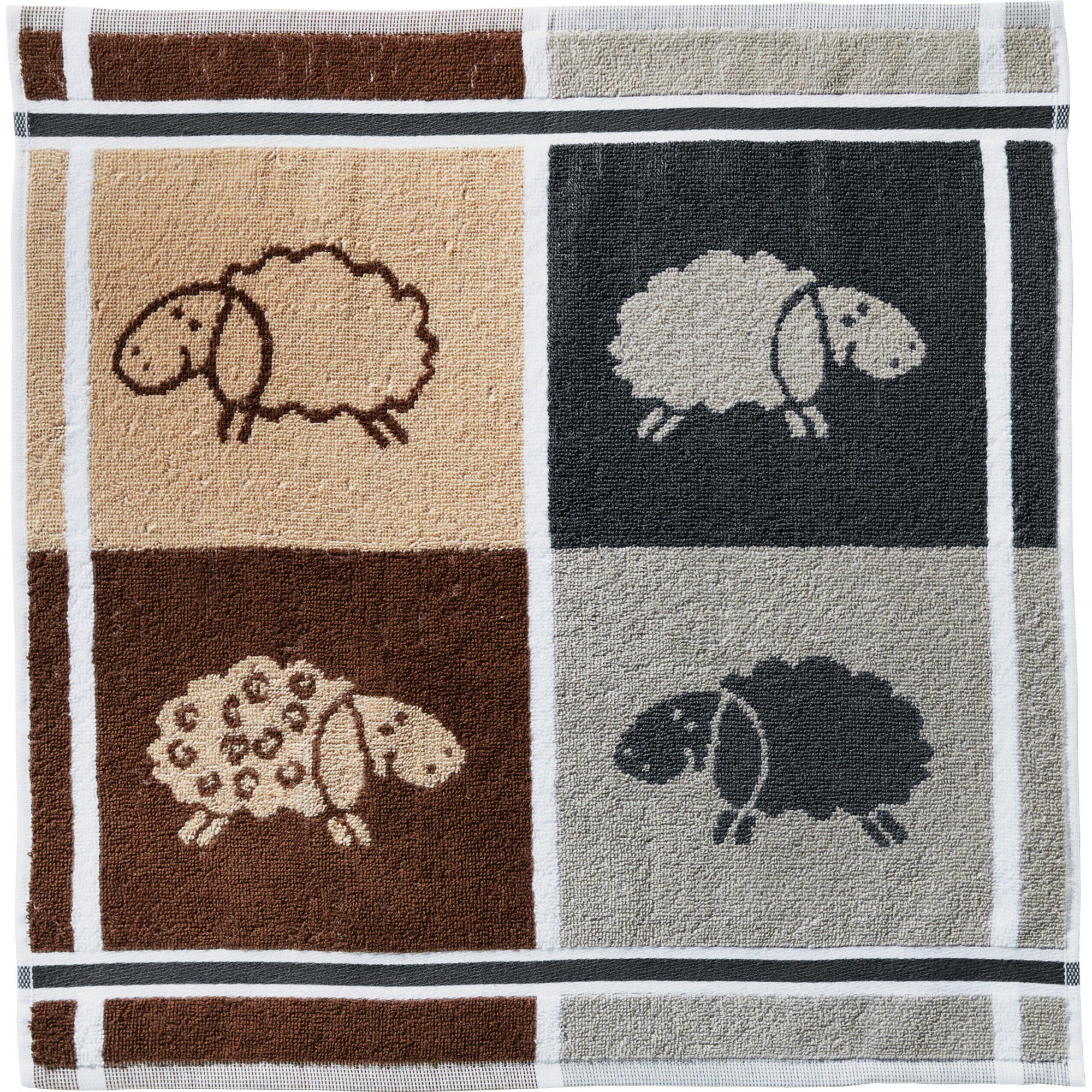 Kracht Geschirrtuch Frottier-Geschirrtuch "Schafe" 2er-Pack, Baumwolle Moti günstig online kaufen