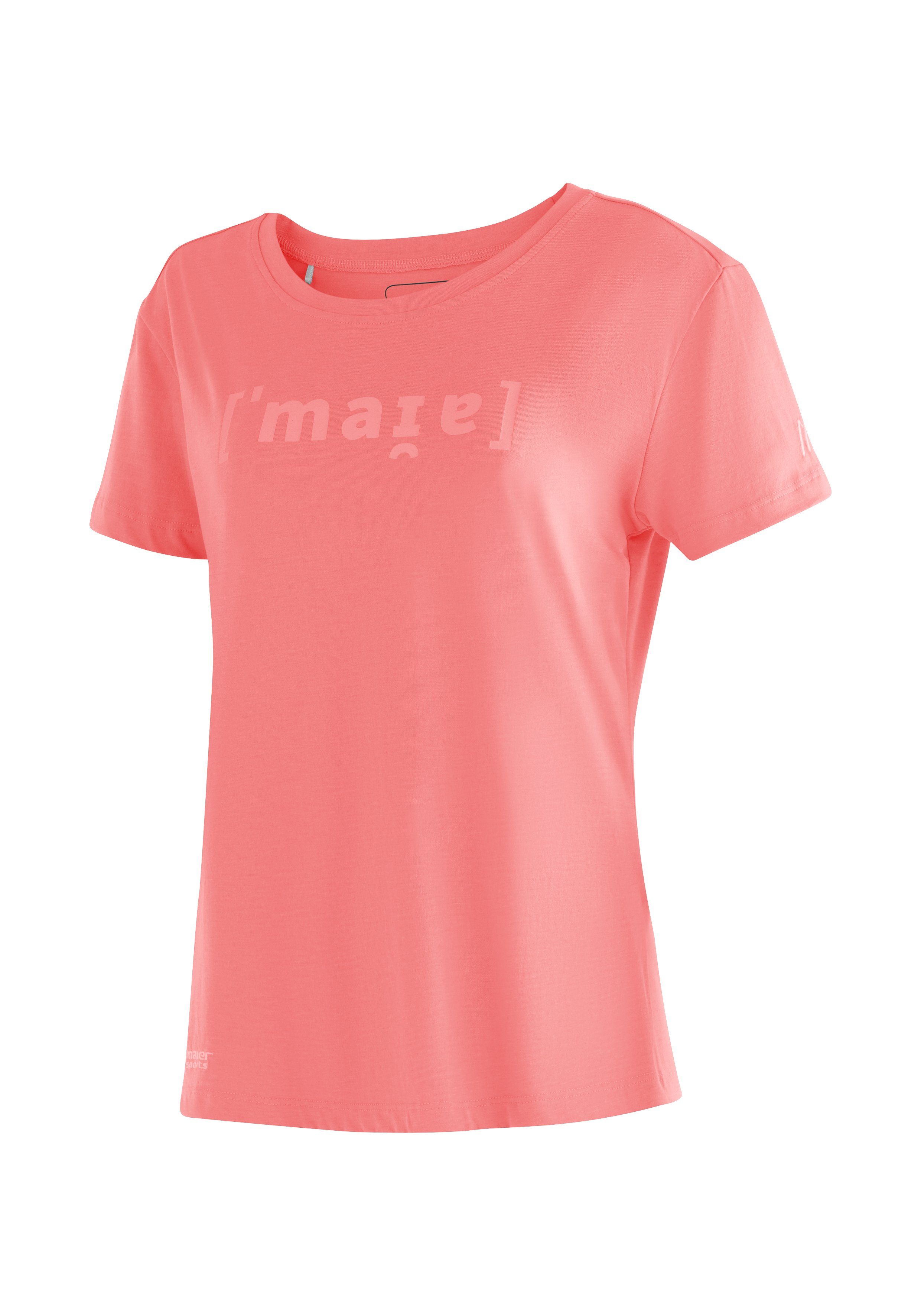 Maier Sports T-Shirt Phonetic Tee W Damen Kurzarmshirt mit Print für Wandern und Freizeit perlrosa | Sport-T-Shirts