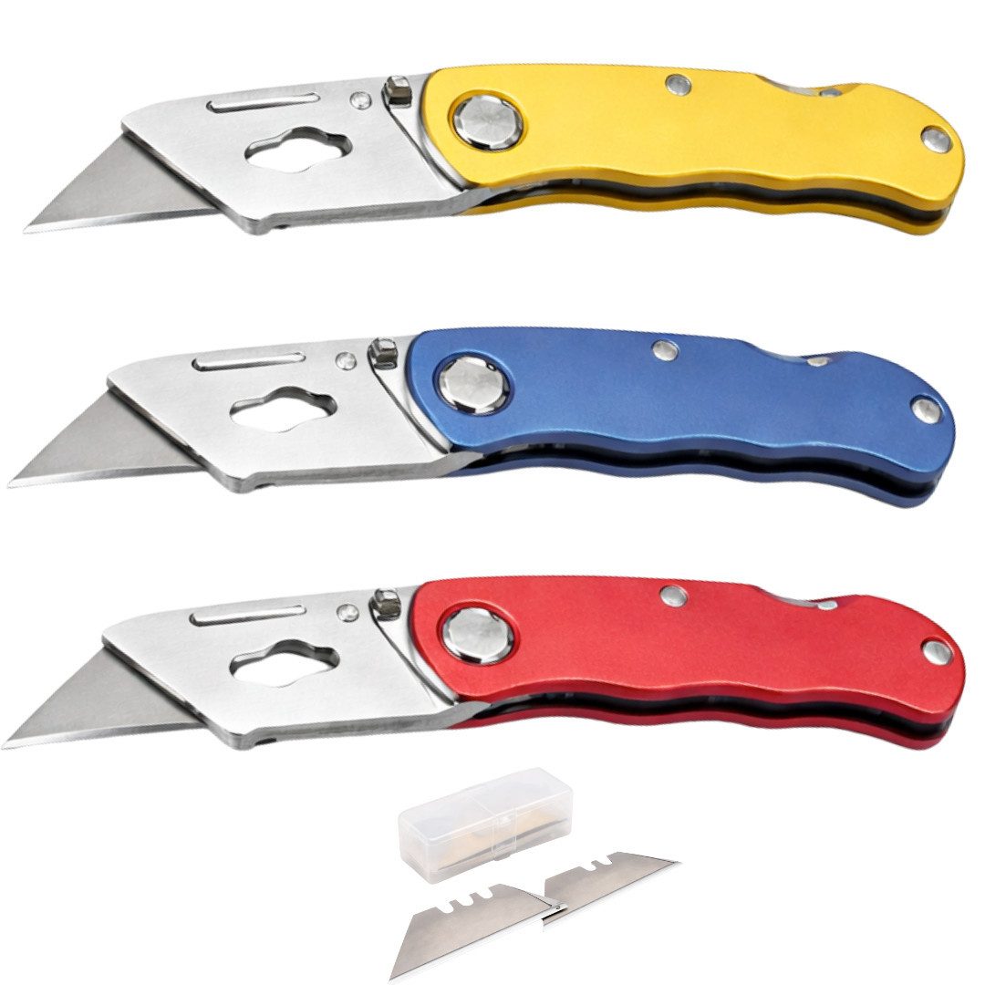 EUROBATT Sp. z o.o. Teppichmesser Teppichmesser Cuttermesser Klappbar Universalmesser mit Ersatzklingen, Klappbar, Ersatzklingen inklusive, universell einsetzbar