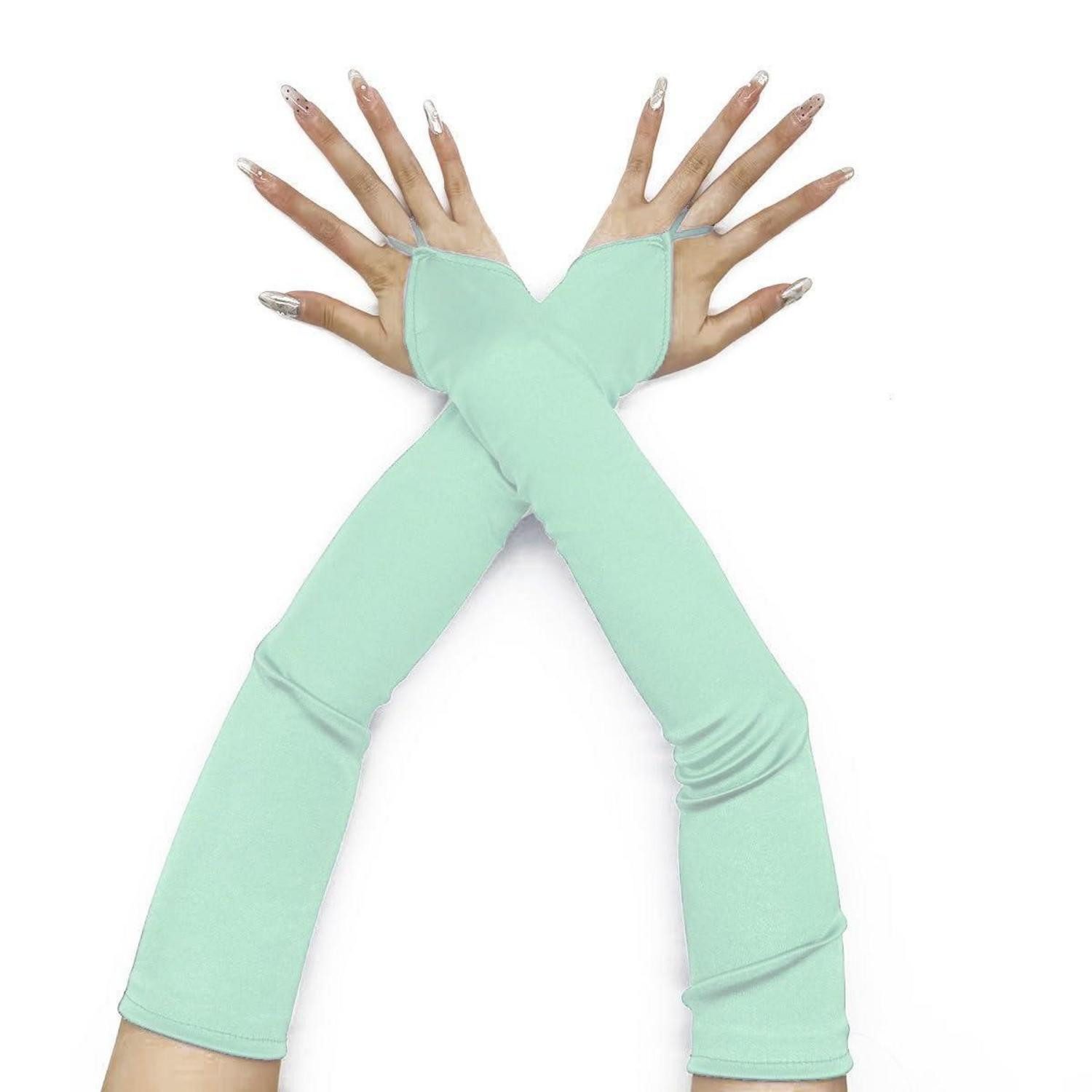 LuxusKollektion Abendhandschuhe Handschuhe Satin 50cm Cyan (1-St)