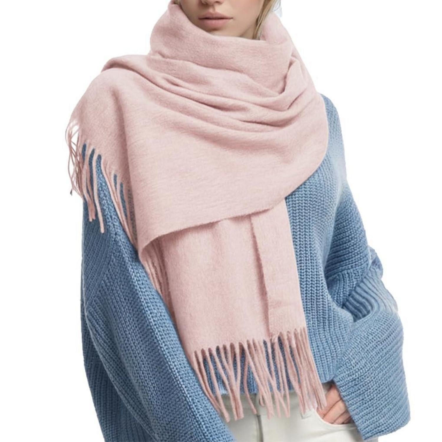 LuxusKollektion Wollschal Wollschal Damen Kaschmir-Gefühl 200x70cm Hell-Pink