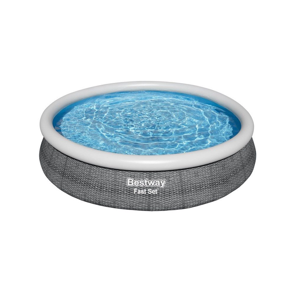 BESTWAY Quick-Up Pool Aufstellpool Gartenpool Familienbecken (Spar-Set, 1-tlg., 366 x 76 cm aufblasbar), Schnellaufbau, Filterpumpe, Ablassventil