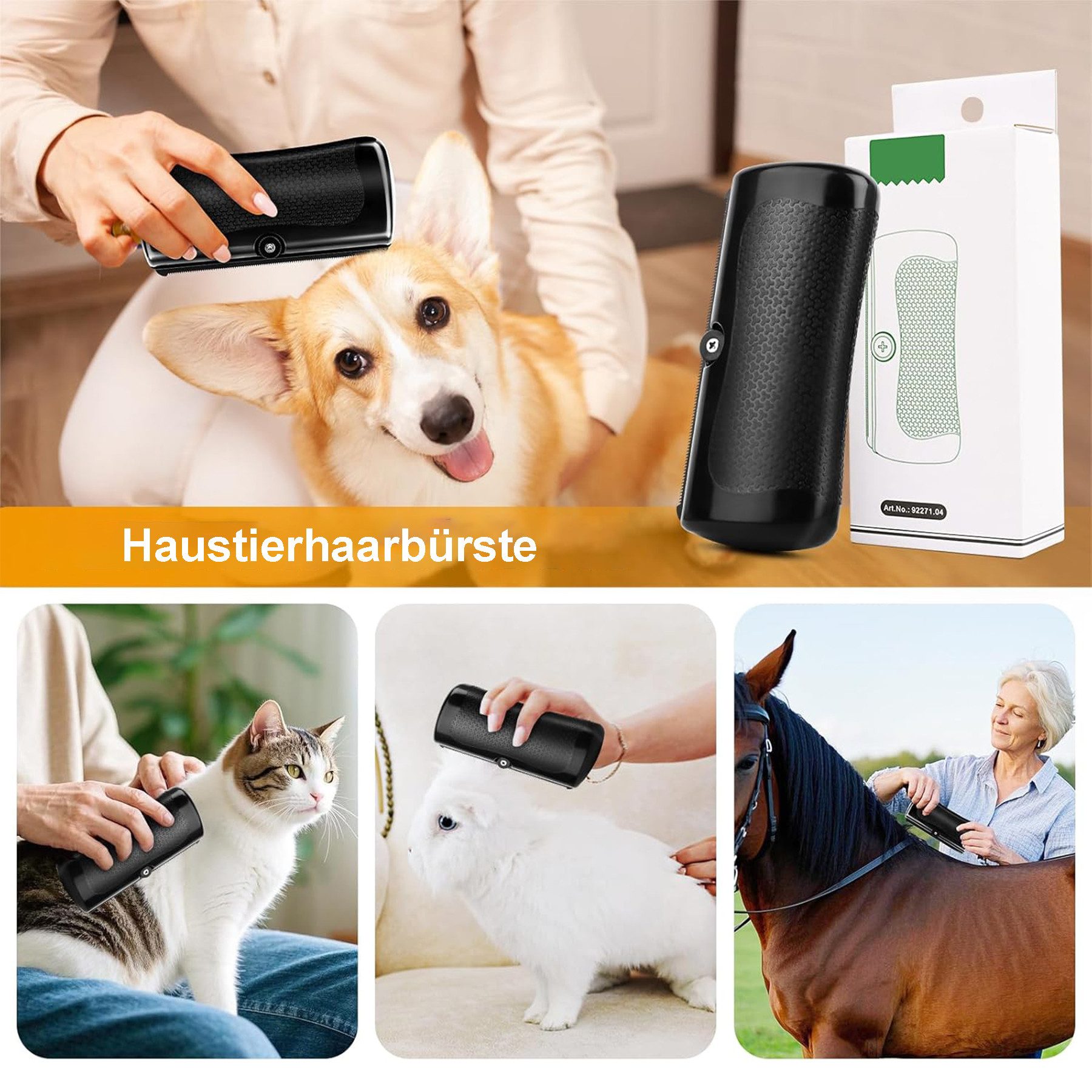 Mutig Fellbürste Tierbürste,Pet Care Brush, Tails Enthaarungsbürste, (für Kurzes Langes Haar Katze & Hund Pet Hair Removal Brush Grooming), Pet Care Brush,Haustiere Tails Deshedding Brush, Bürste Hund