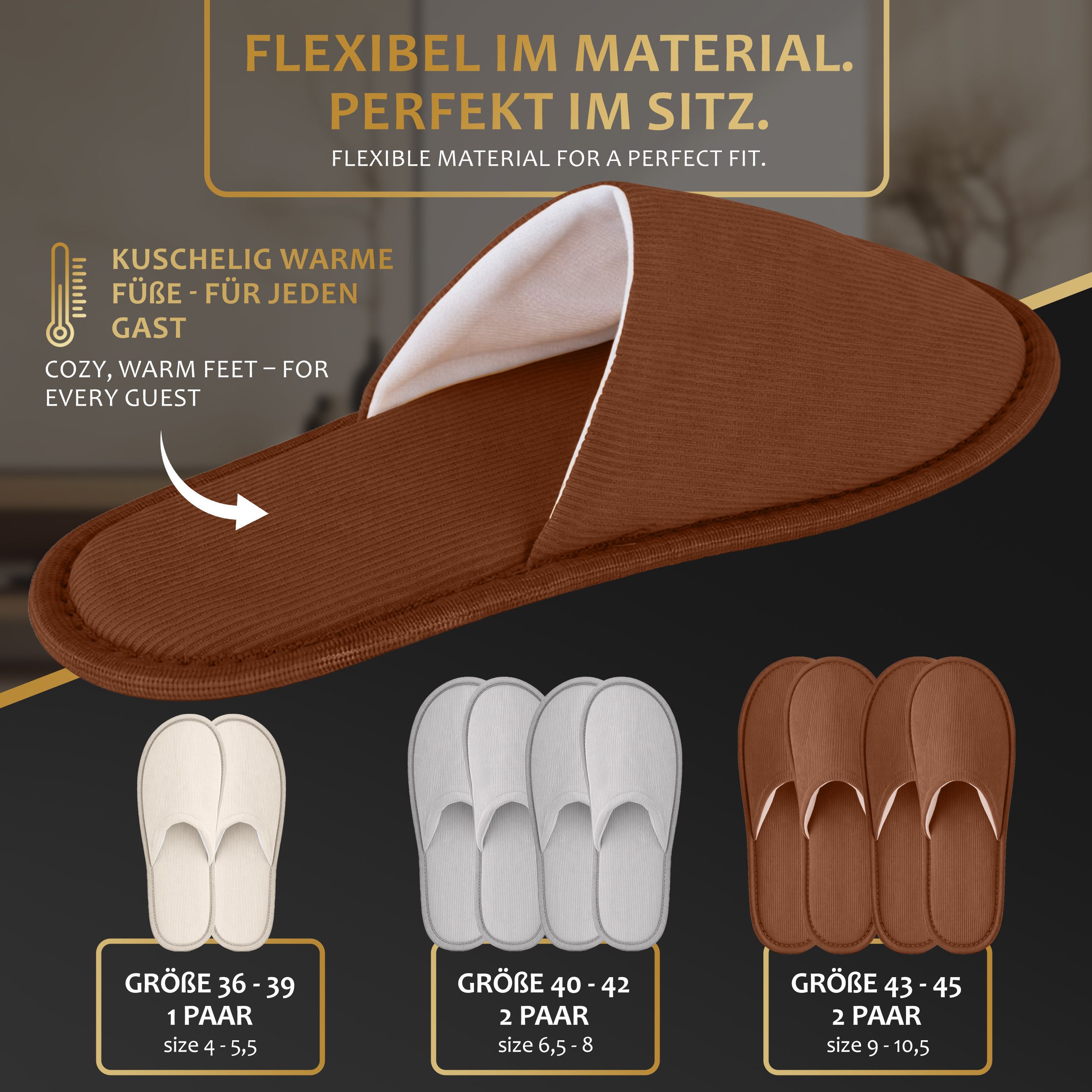 ONVAYA Premium Gästehausschuhe Set „Fuchs“, Guest Slippers Hausschuh