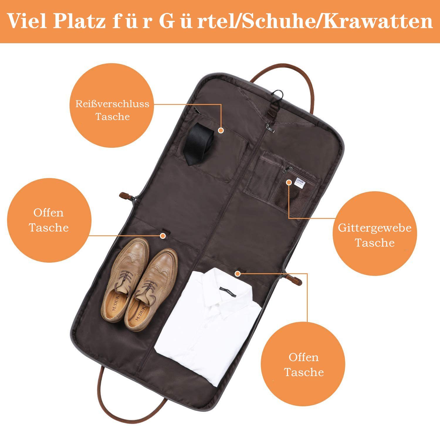 Anzugtasche mit S-ZONE Gestreift Kleidersack, Reisetasche Haken/Schuhfach (1-tlg), Schwarz