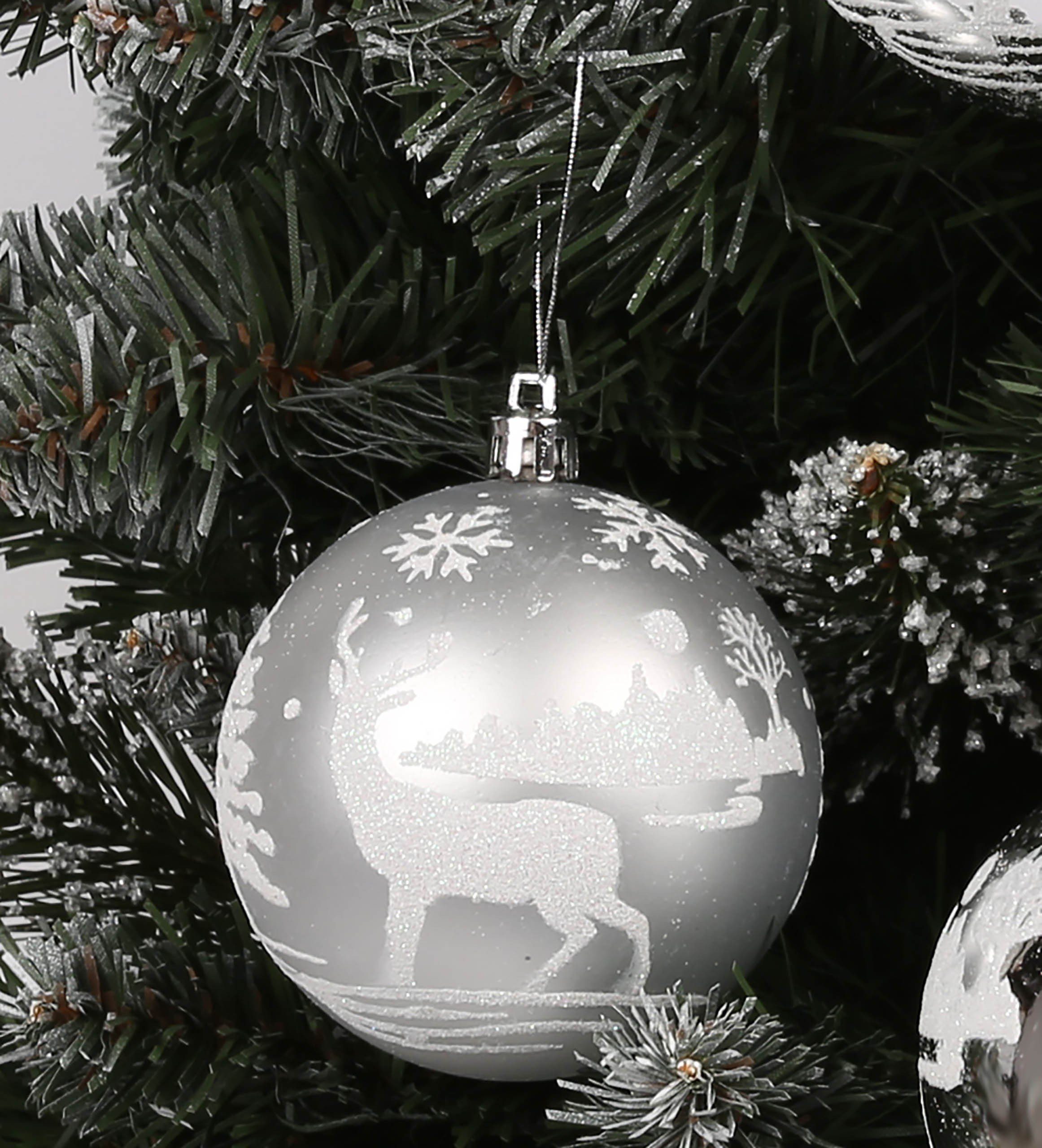 Sarcia.eu Weihnachtsbaumkugel Christbaumkugelset aus Kunststoff Pack 8cm, silbern, 1 Stück 6