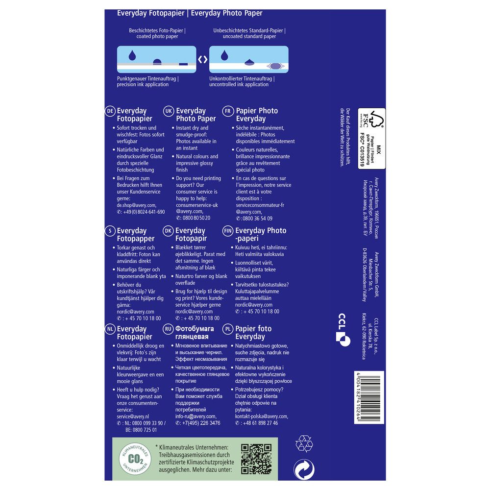 Avery Zweckform Fotopapier Avery-Zweckform Everyday C2570-100 Fotopapier 10 x 15 cm 180 g/m² 100