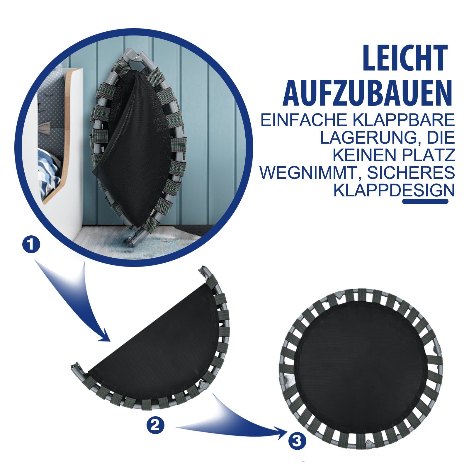 COSTWAY Kindertrampolin, Ø 92 cm, klappbar mit Griff, bis 150kg günstig online kaufen