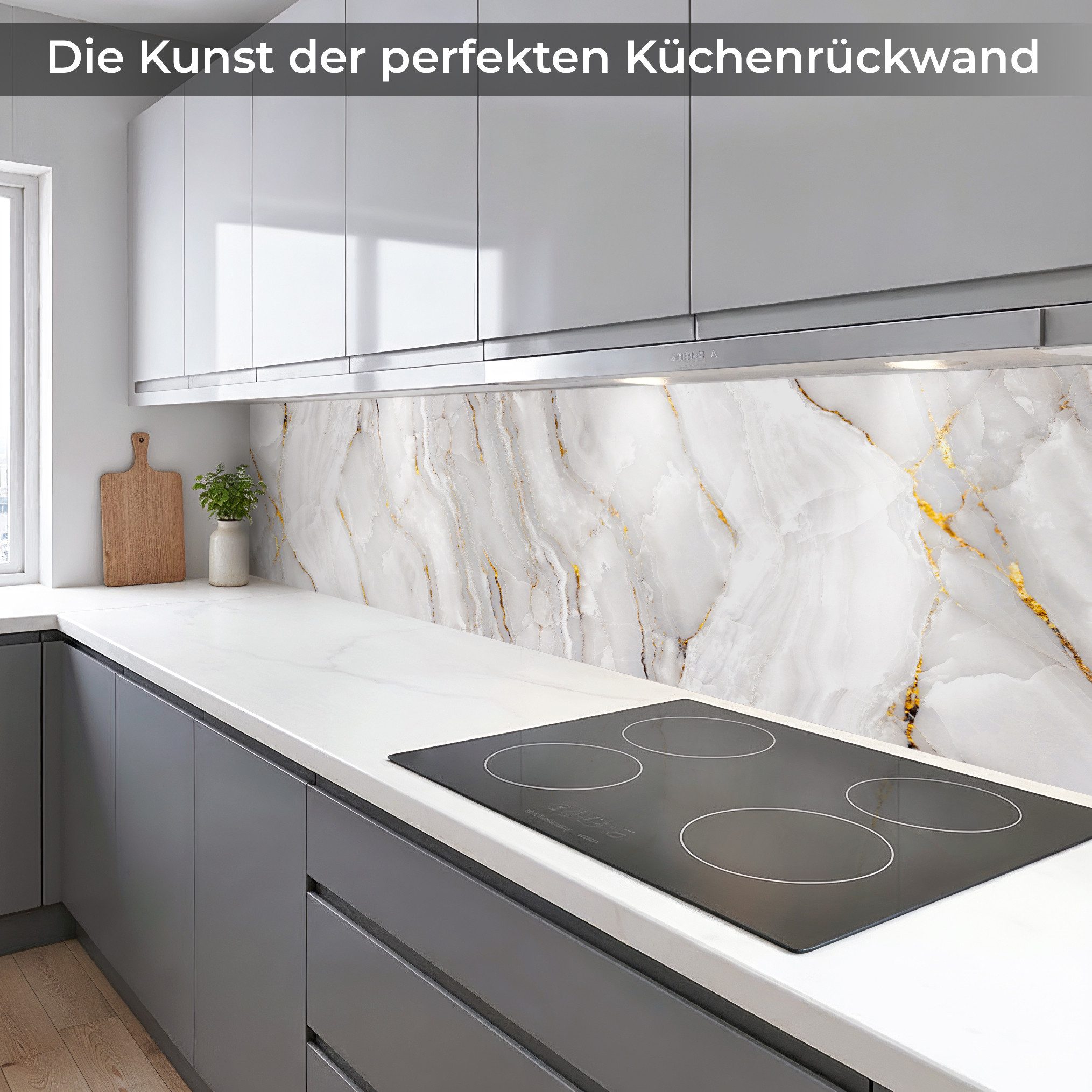 Rodnik Küchenrückwand Marmor Gold, monolithische ABS-Platte mit Direktdruck, formstabil und langlebig