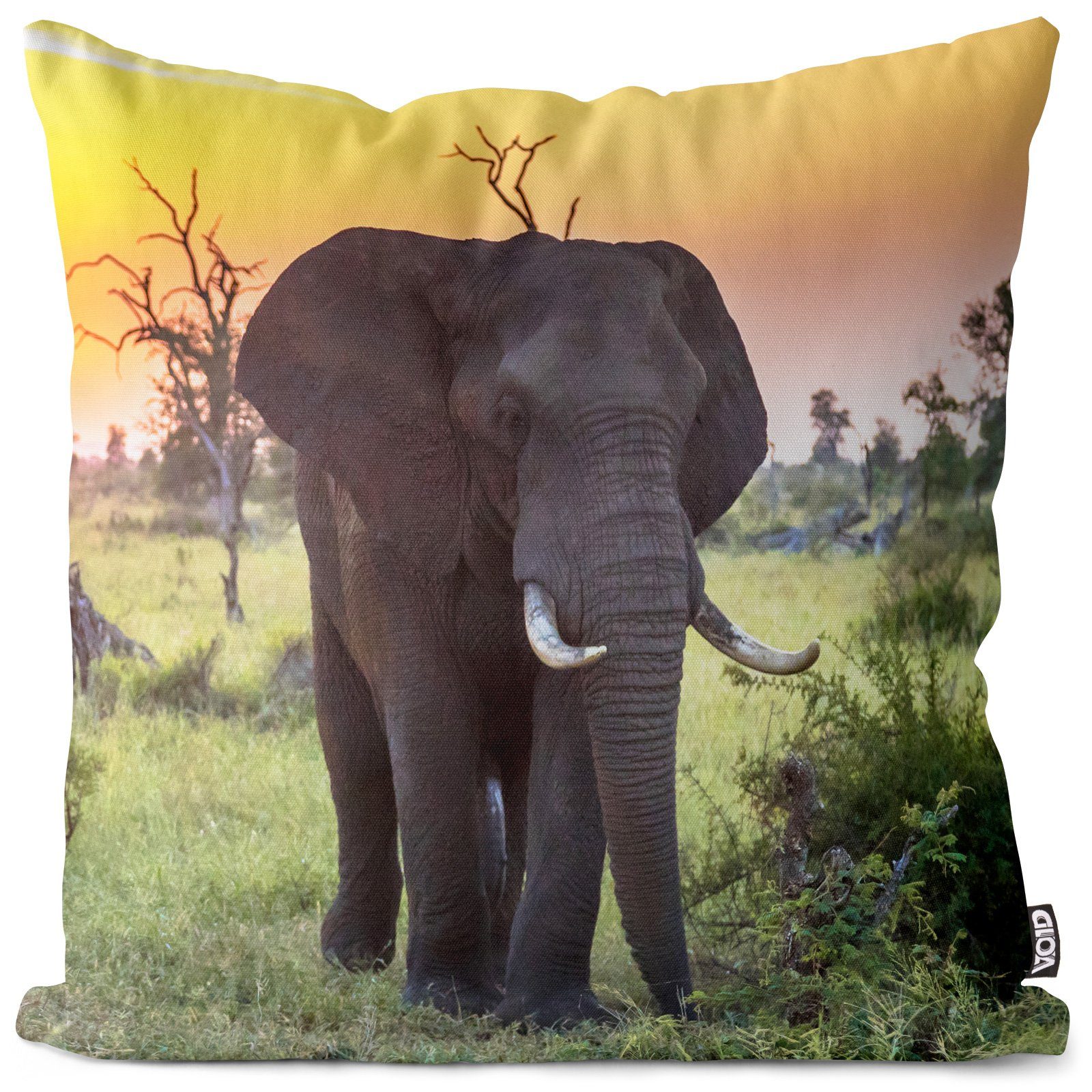VOID Kissenbezug, (1 Stück), Elefant Sonnenuntergang Kissenbezug Elefant Afrika Safari Dschungel Z