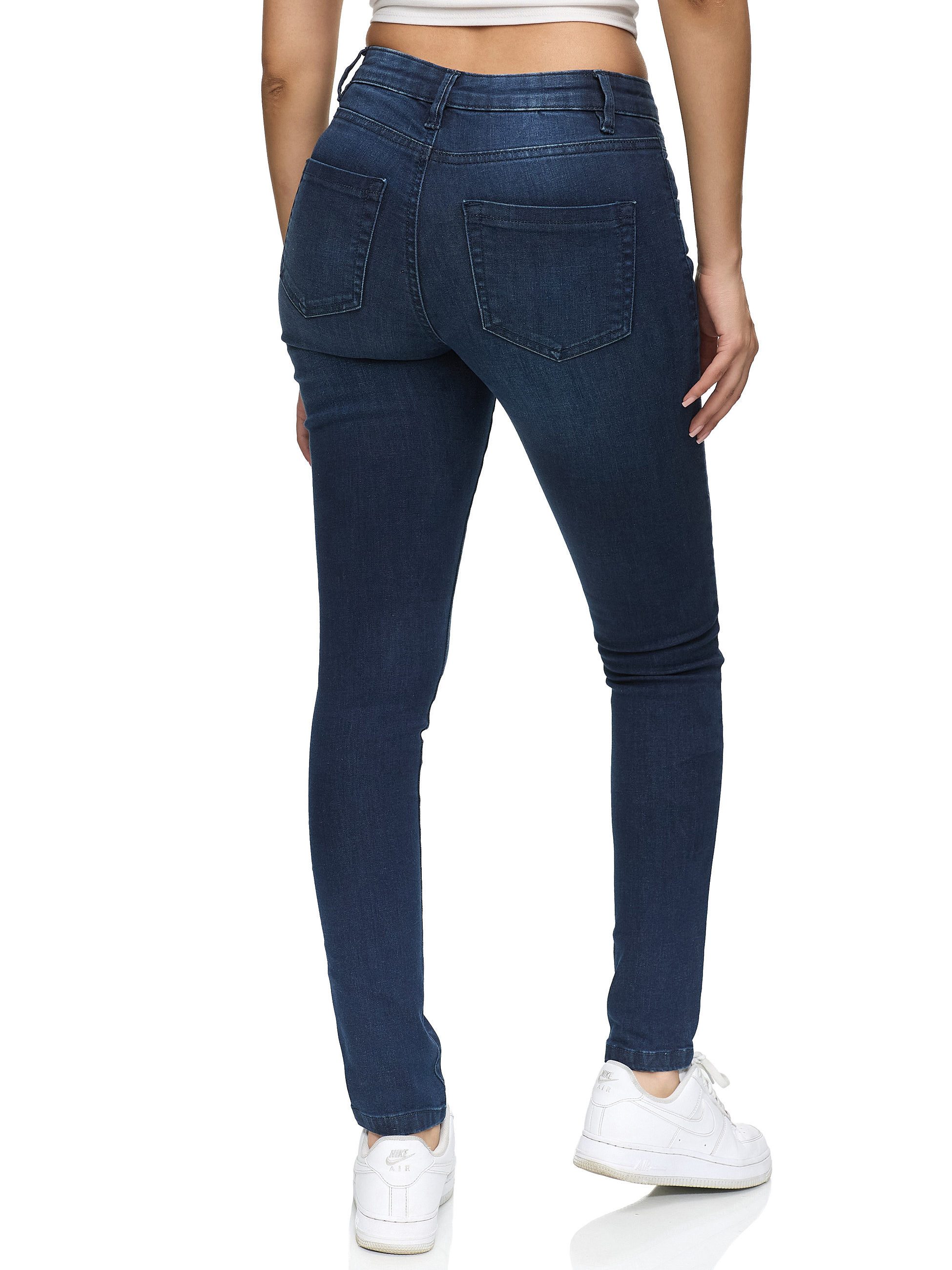 REPUBLIX Stretch-Jeans ISLA Damen Knopf Mid Waist Stretch Denim Jeans