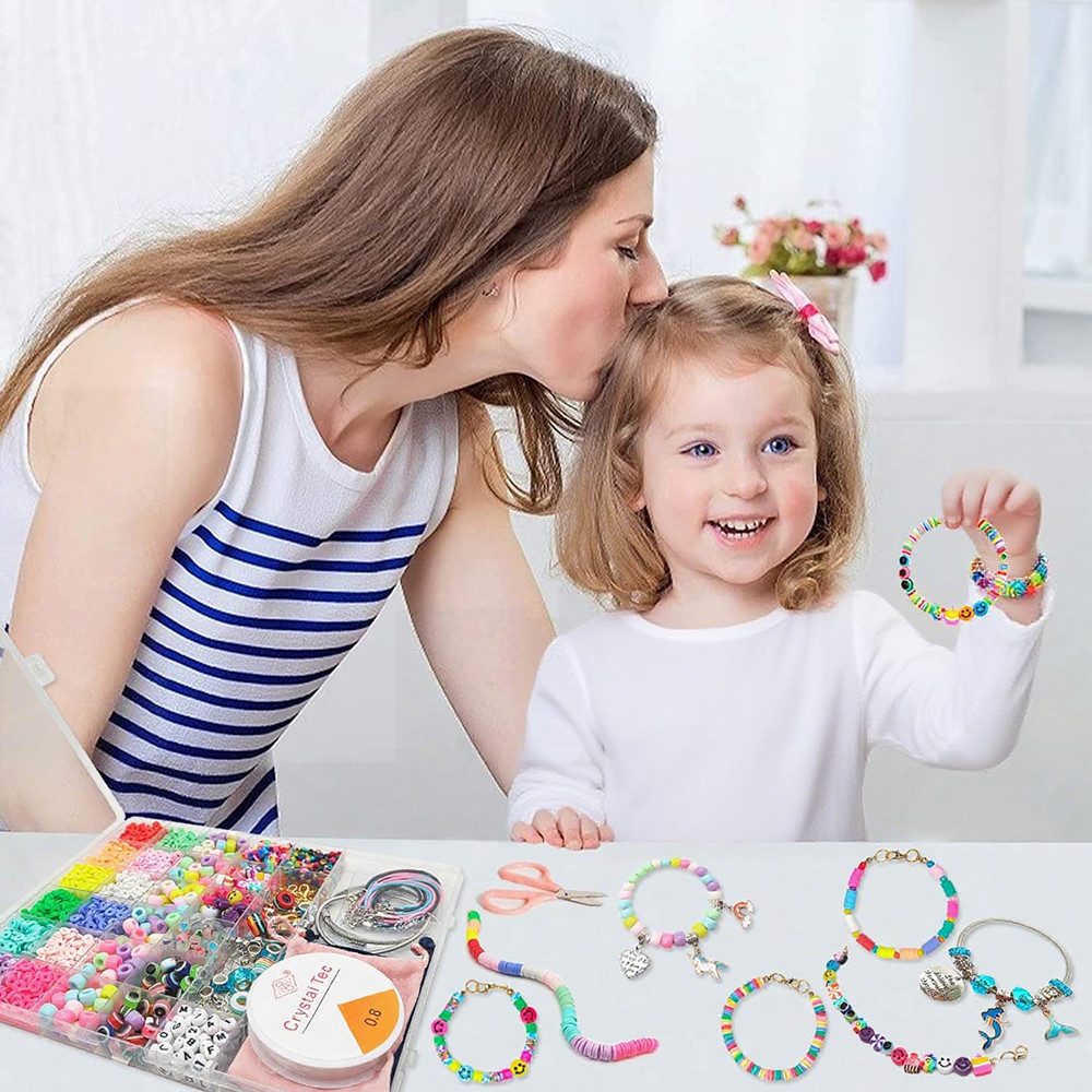 CLTYQ Ketten und Armband Set Schmuck-Bastelset mit Anhängern, Einhorn-/Meerjungfrau-Handwerksset (3400-tlg), Geburtstags- und Weihnachtsgeschenke für Mädchen ab – Bild 4 von 5