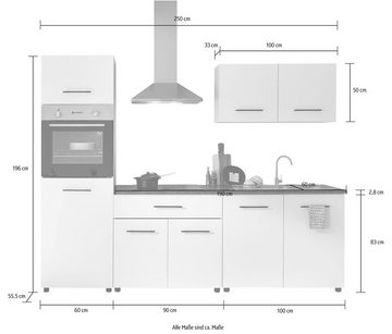 BASIC by Balculina Küchenzeile Leon, Breite 250 cm, seitenverkehrt stellbar