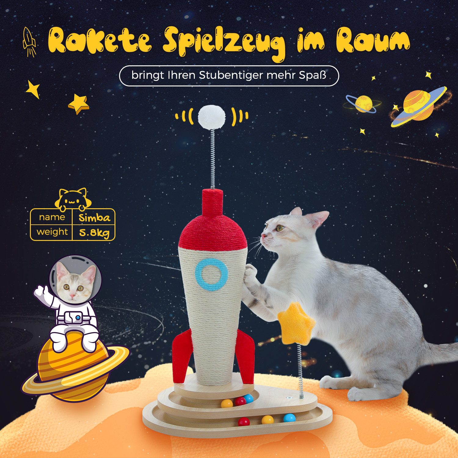 PETEPELA Kratzbaum PETEPELA interaktives Katzenspielzeug mit Kratzstamm, fördert Krallenpflege & Möbelschütz