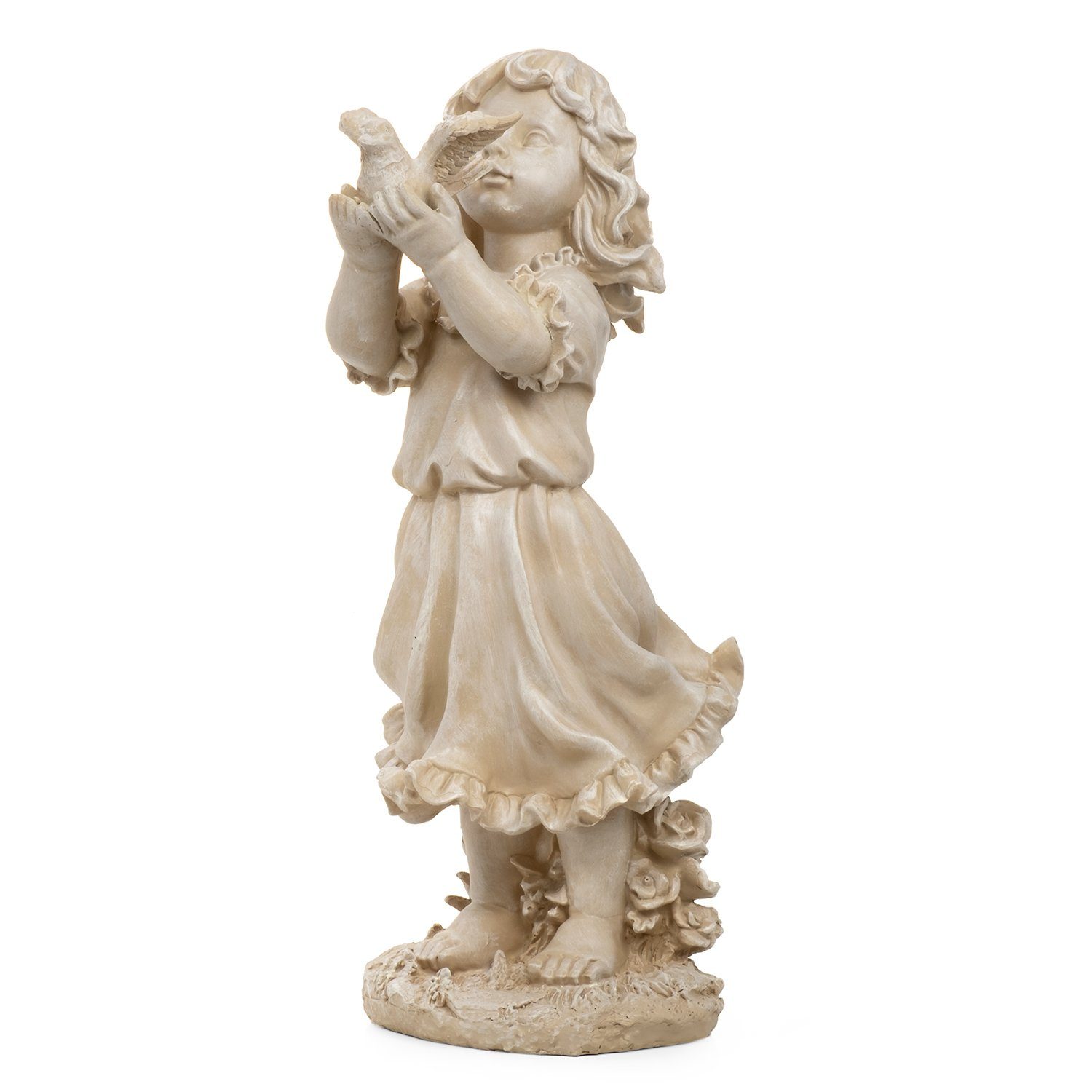 Mädchen Figur lässt Dekoration Engel Engelfigur Deko Skulptur Taube Schutzengel fliegen, Engelsfiguren Moritz