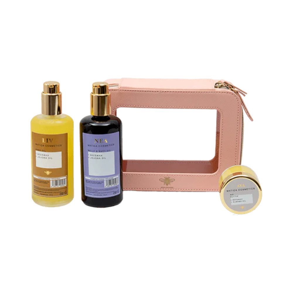 Matica Cosmetics Körperpflegemittel Pflege-Set Happy Mom & Baby – 4-tlg., Unterstützt Hautelastizität und Regeneration