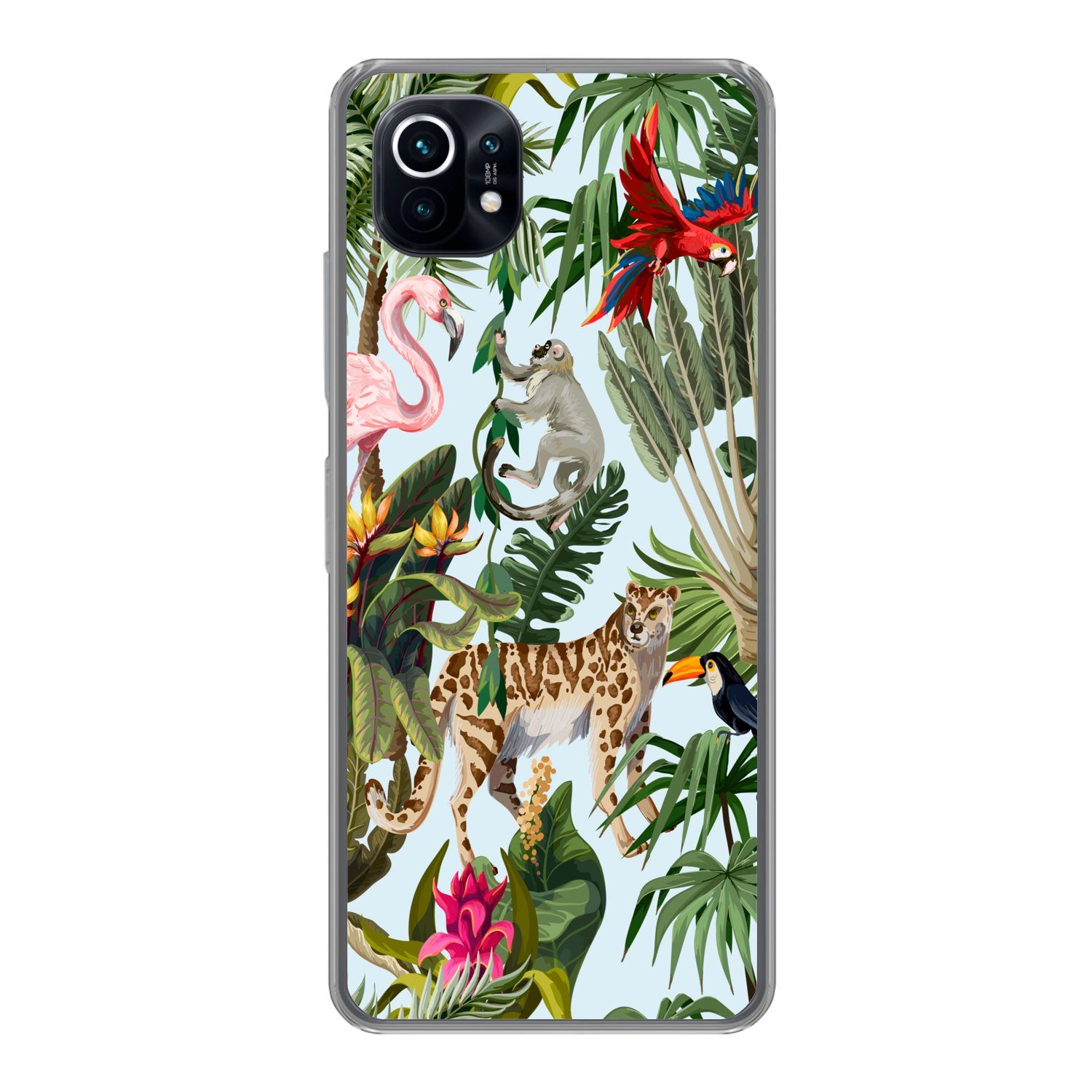 MuchoWow Handyhülle für Xiaomi Mi 11 Dschungel - Tiere - Mädchen - Kinder - Jungen - Flami, Phone Case, Silikon, Schutzhülle Dünn