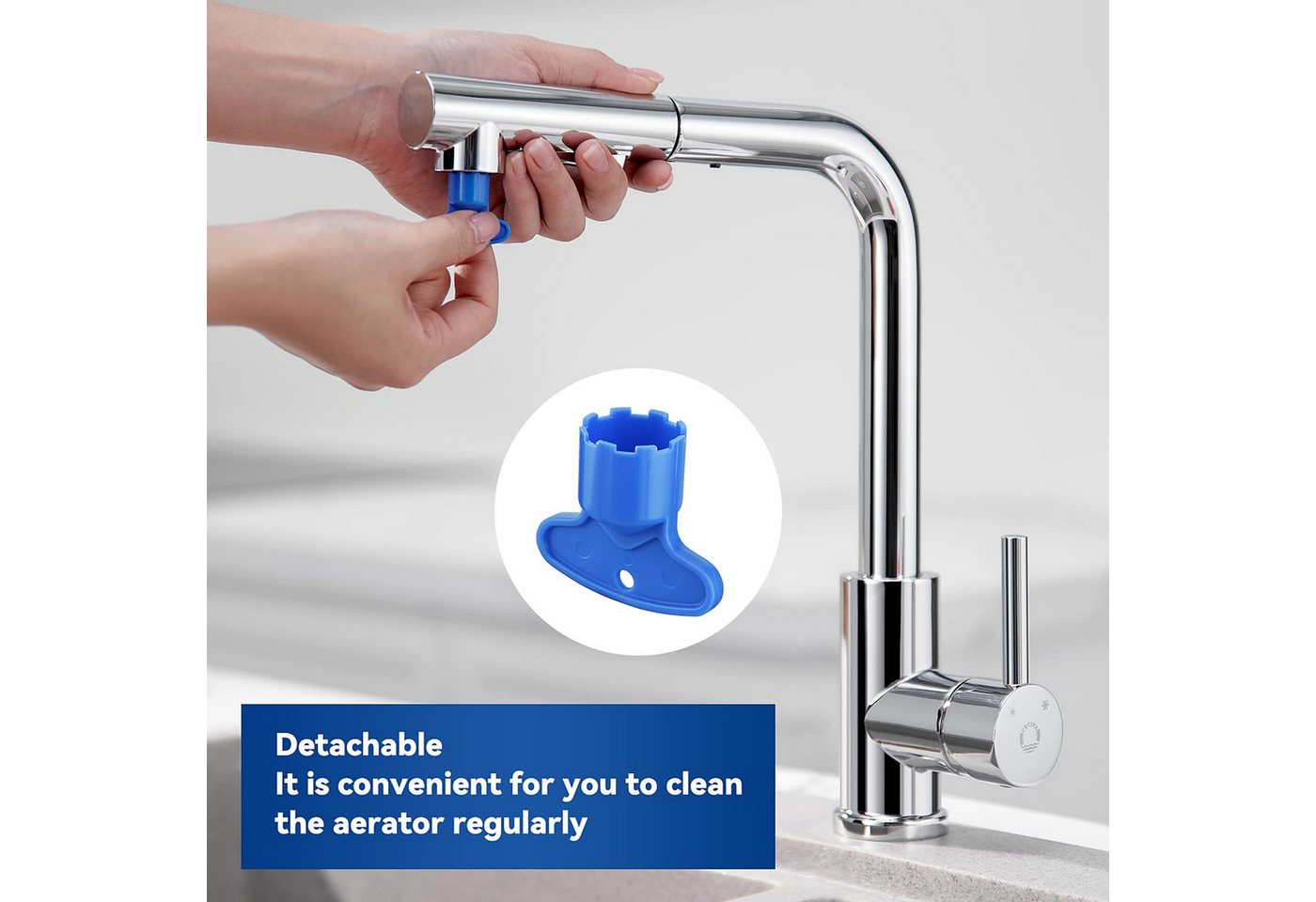 Thumbnail - CECIPA MAX Küchenarmatur 360° Drehung Küche Wasserhahn mit 2 Strahlarten Ausziehbar Brause Edelstahl Spültischarmatur Mi...