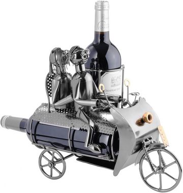 BRUBAKER Weinflaschenhalter Paar auf Motorrad mit Beiwagen, (inklusive Grußkarte), Metall Skulptur, Wein Geschenk Flaschenhalter