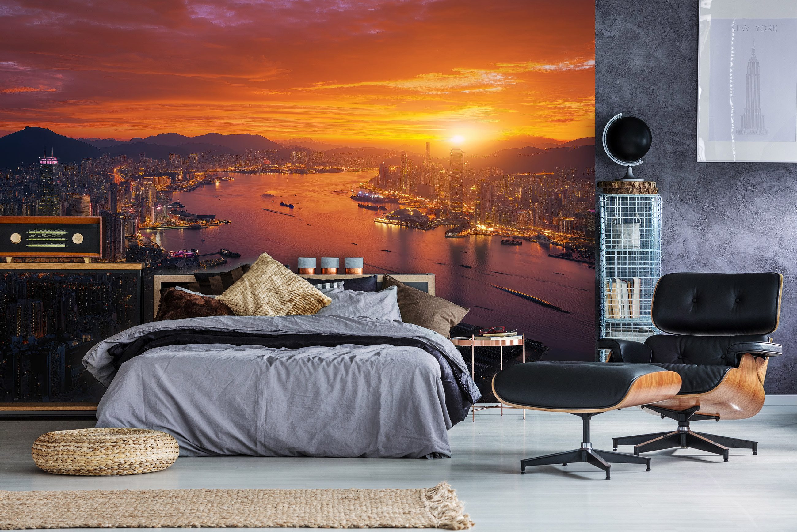 Wallarena Fototapete Stadt Sonne Nacht Vlies günstig online kaufen